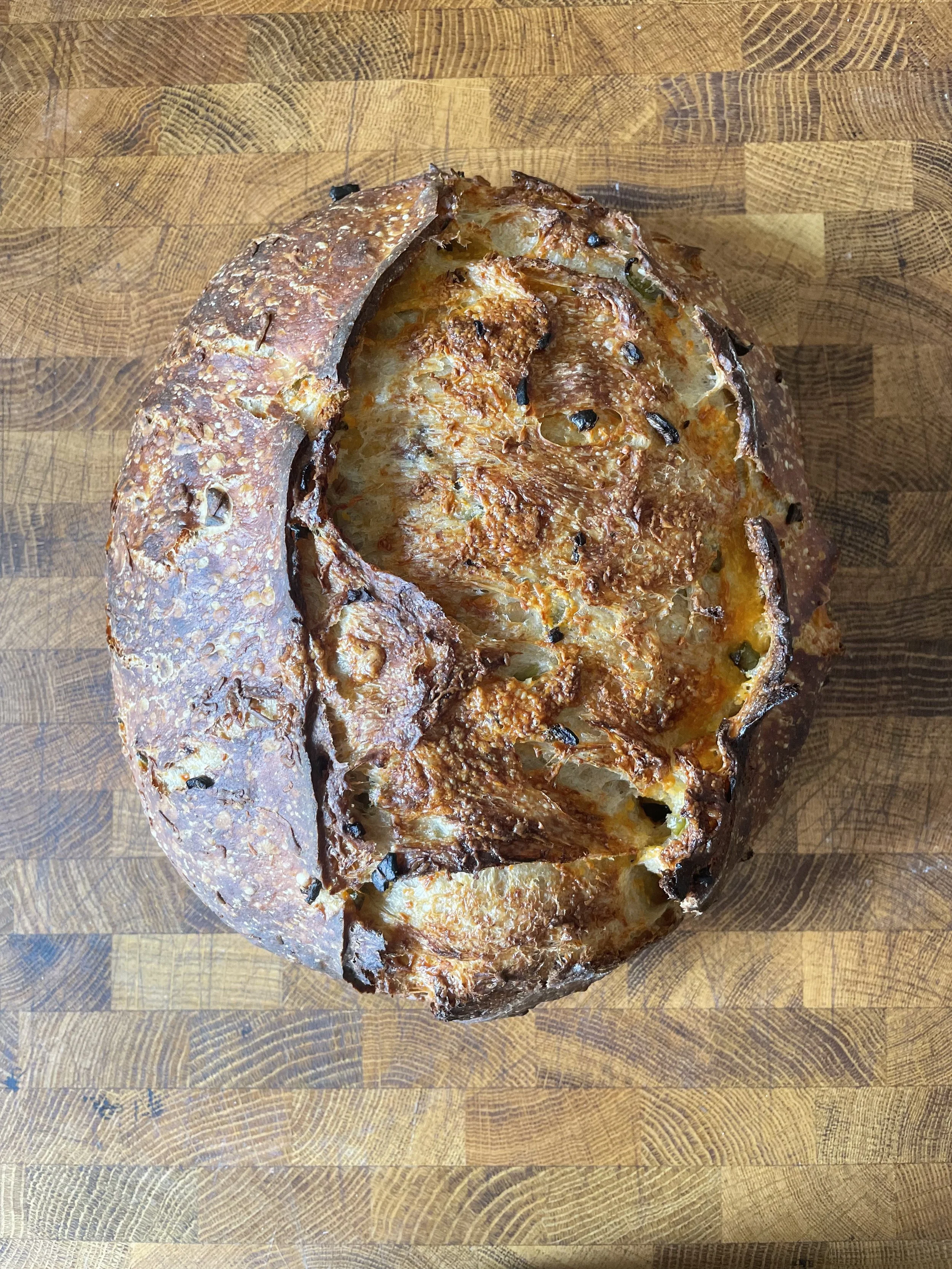 Sourdough Cheddar Jalapeno Whole Grain Loaf