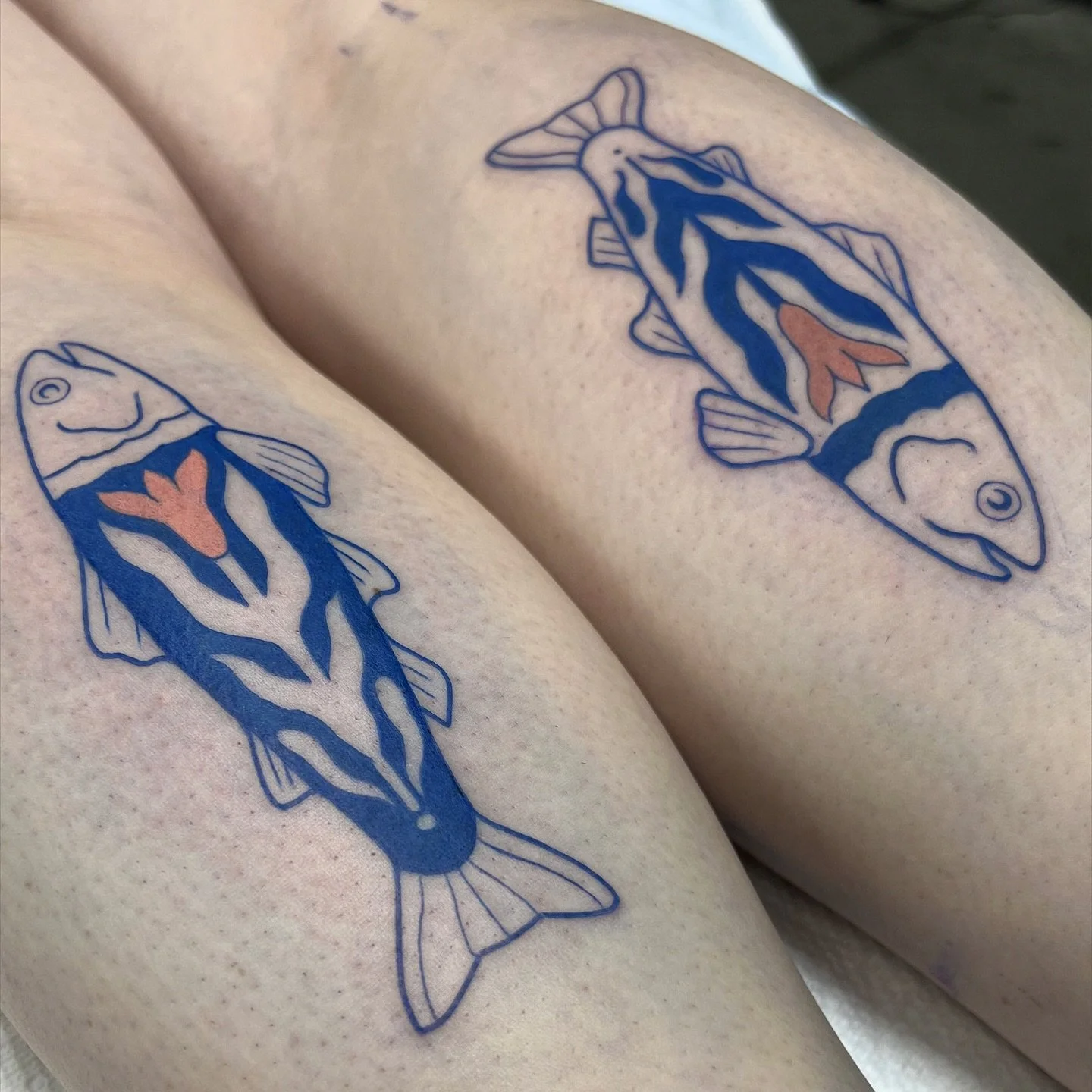 Two  little folk fish custom tattoos 😊🙌🏽
