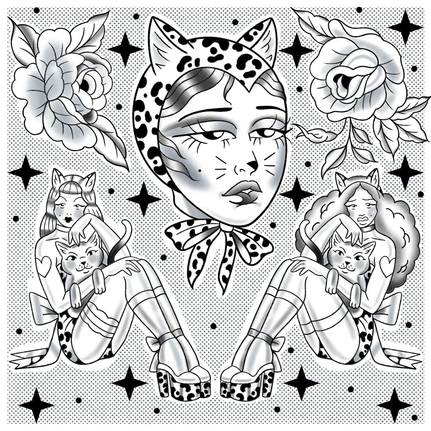 Some fun kitty cat flash flash!! $200 each +$50 for color! 
.
.
.
#cattattoo #tattoo #flash