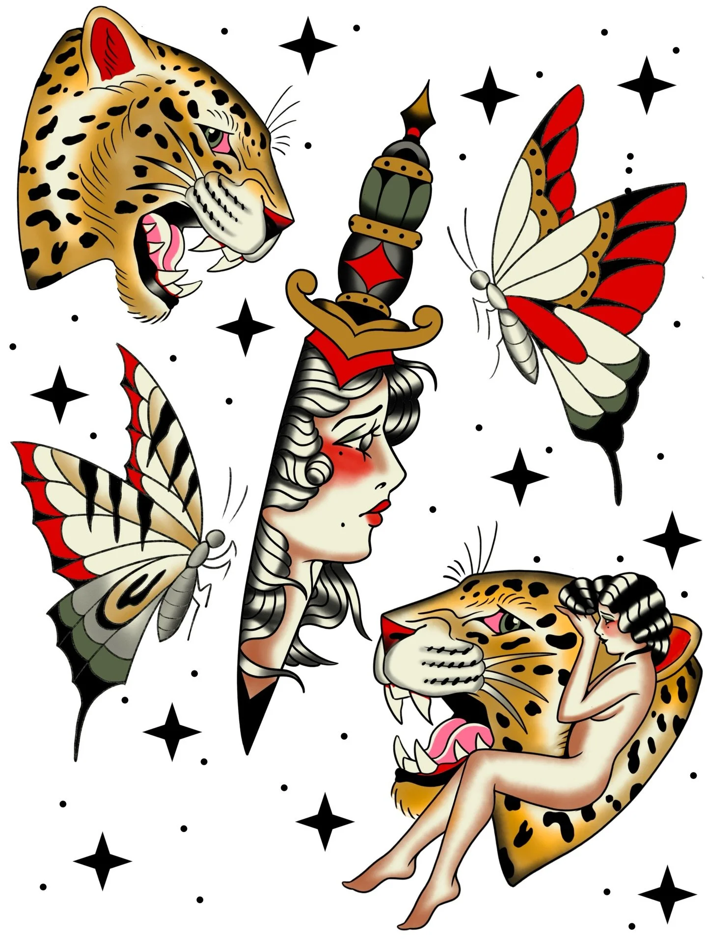 Euro traddd! Want to do some tattoos in this style. Will be doing a flat rate for these in color 😊🙌🏽