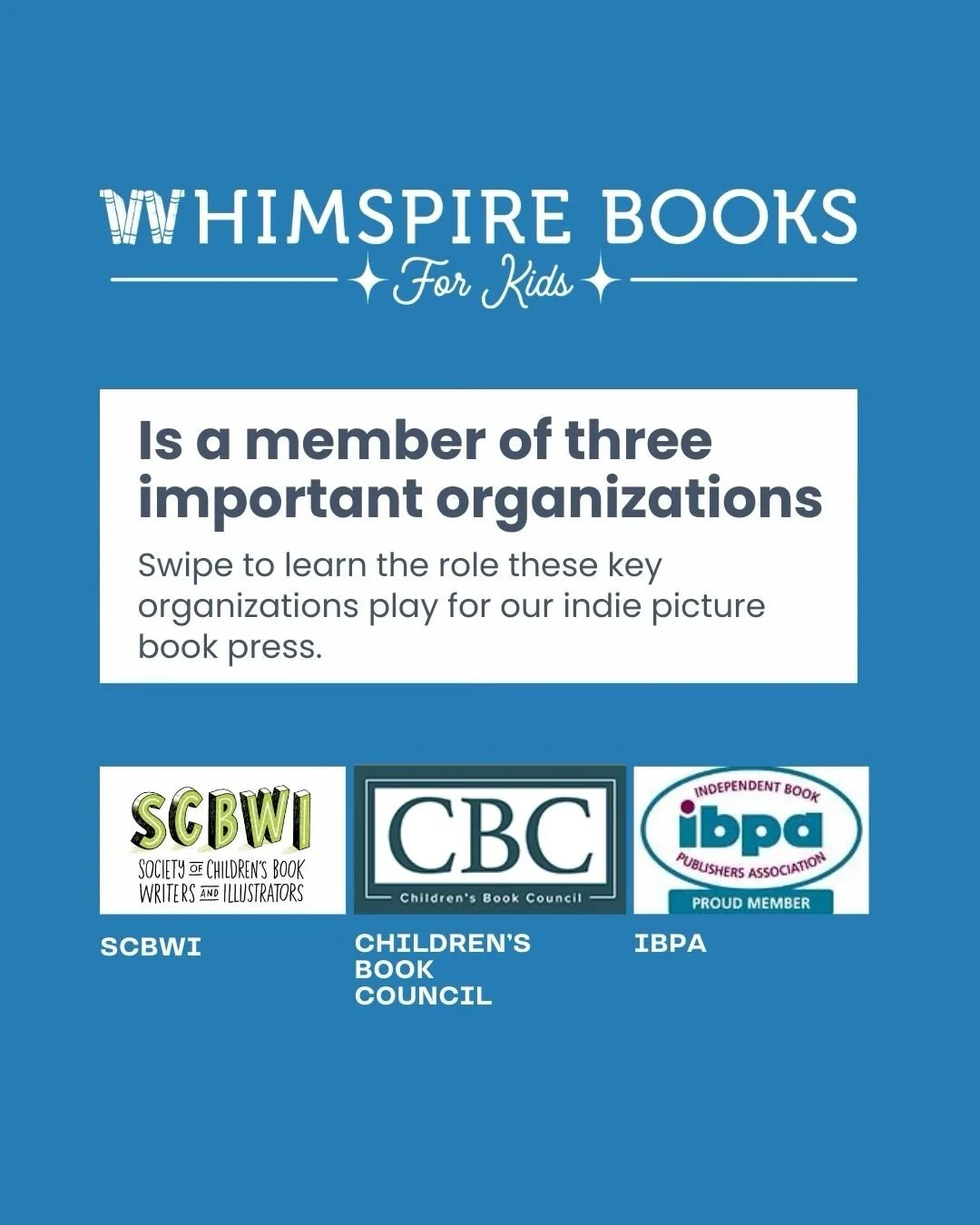 If you are an indie publisher and/or publisher of children&rsquo;s books, consider checking out these organizations. #picturebooks #whimspirebooks #indiepublishing @childrensbookcouncil @ibpalovesindies @scbwi