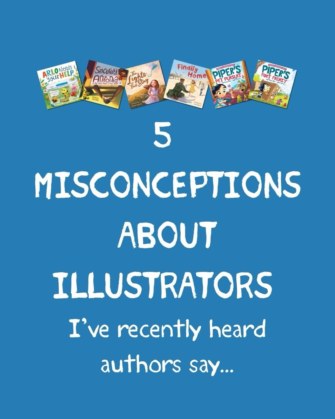 We have been fortunate to work with amazing illustrators. These are some common misconceptions I have heard in various author groups online. Thanks to @tadghbentley @sallolia @icreateworlds_illustration @marinasaumell @tim_deberd for your incredible 