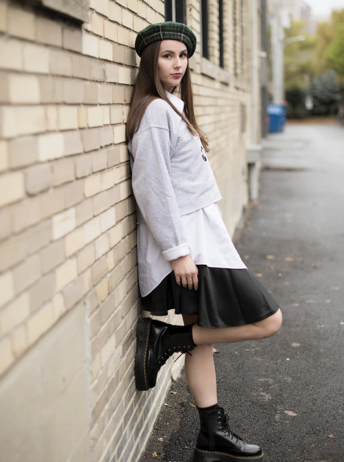 Screenprint NYC Graphic Sweatshirt, Long Sleeve Button Down, Swing Skirt
Black Fabric paint on Cotton, Cotton blend, and Satin