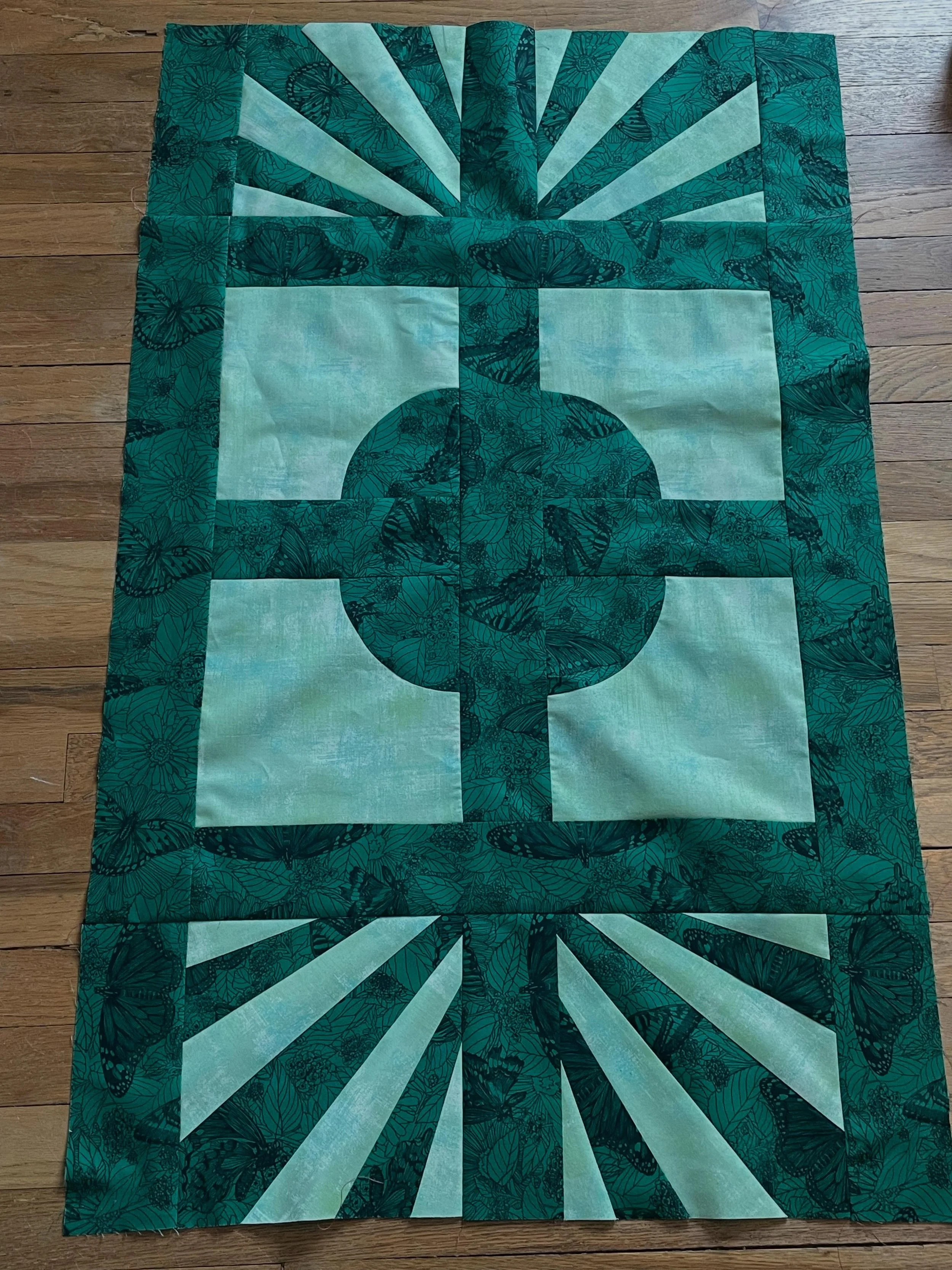 Progress on my Botanical BOM with Quiltfolk, laying the groundwork for some bright flowers!