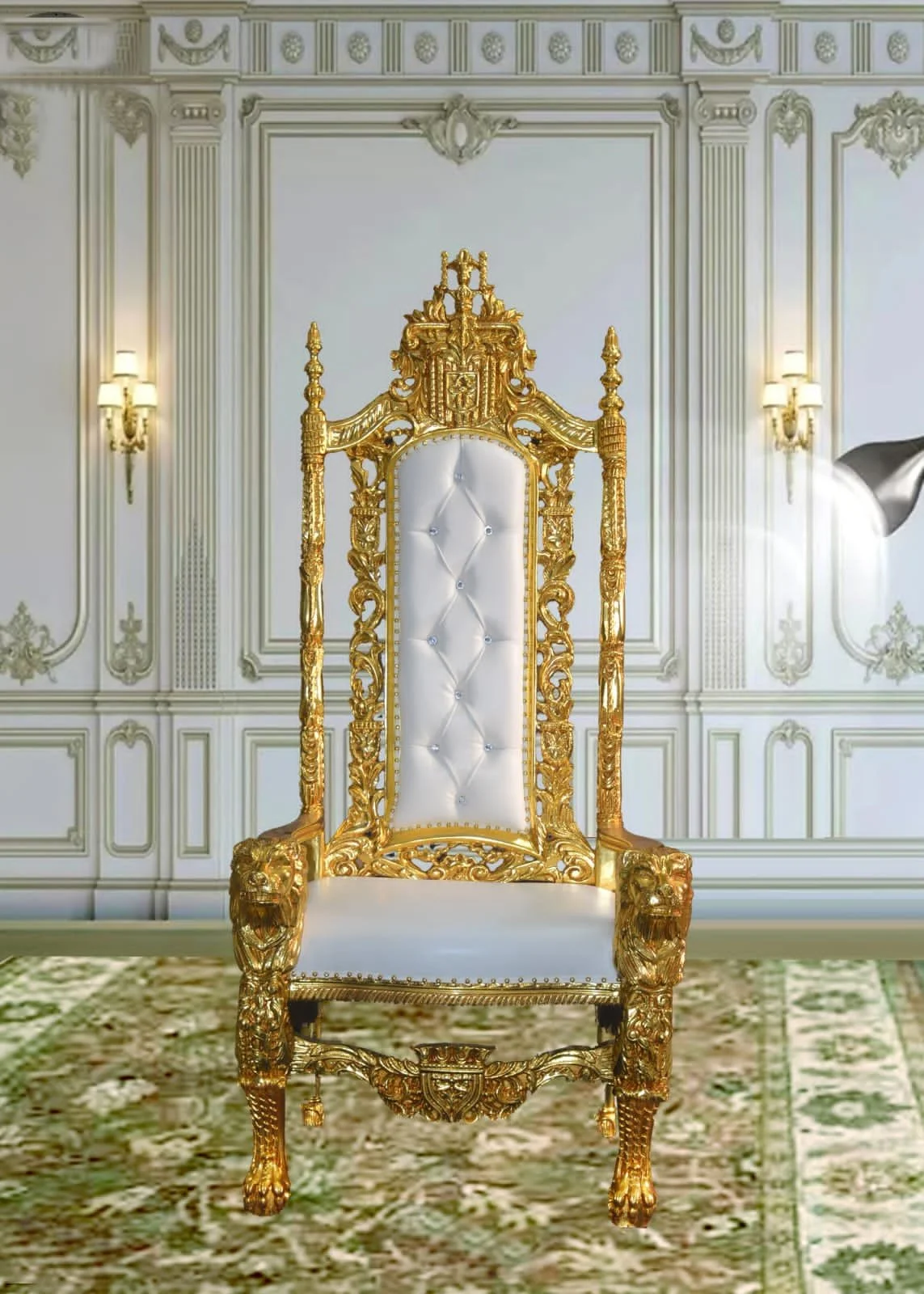 White and Gold/King Throne Chair