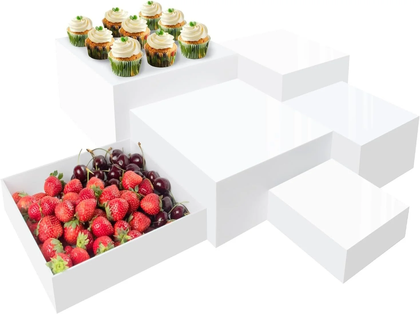 White Square Pedestal /Cake/ Dessert Display Stands 5 pcs/ Set