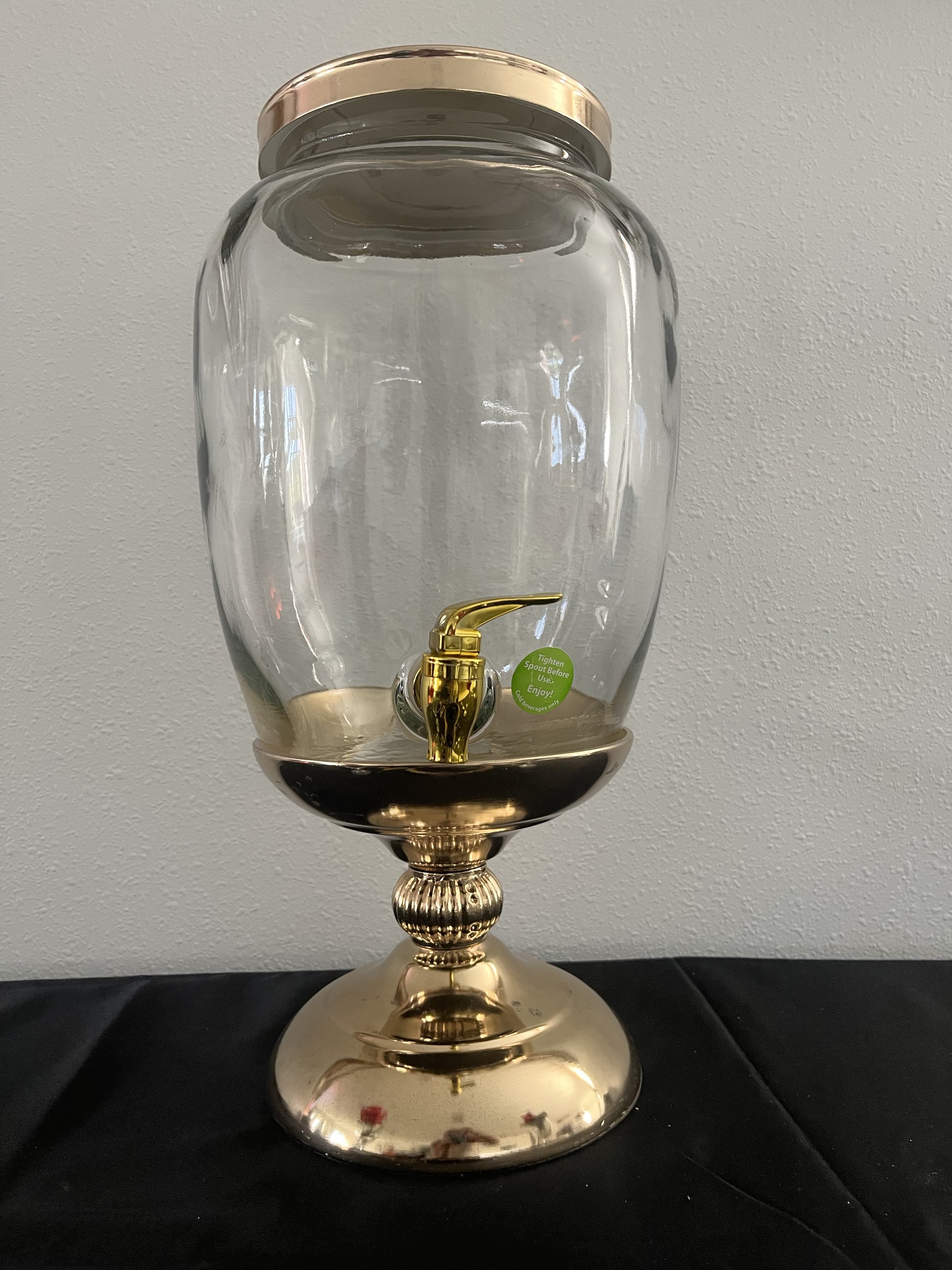 Luxury Glass Beverage Dispenser with Gold Pedestal