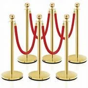 Gold Stanchions with Red Velvet Ropes/Set of 2