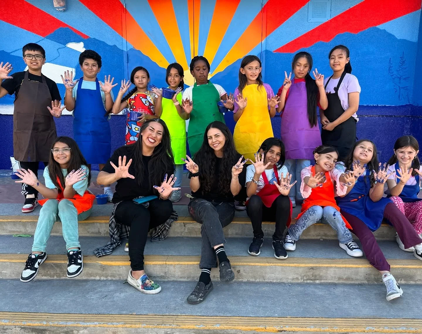 Yesterday at Victoriano Elementary School we painted with the mural club kids. The school is named after Chief Victoriano Kwe-vish Quishish, last hereditary Chief of The Soboba Band of Luiseno Indians. 

Victoriano was also known as &ldquo;Standing B