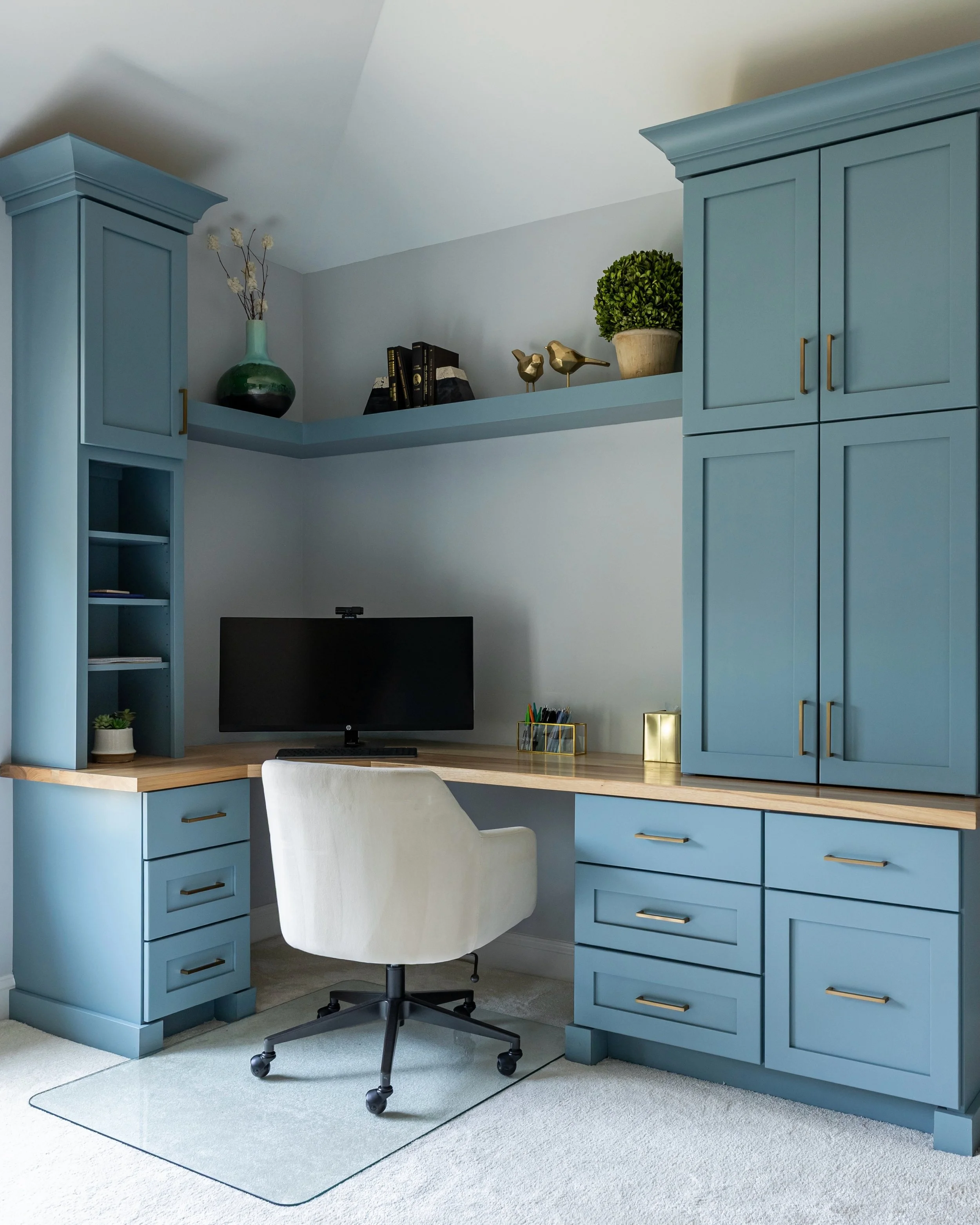 Fridays are made for a home office like this. 

This was a unique space that didn&rsquo;t have to call back to anything else we did throughout the home. This space was all about happy colors and WFM functionality everywhere you look. 

Those conferen