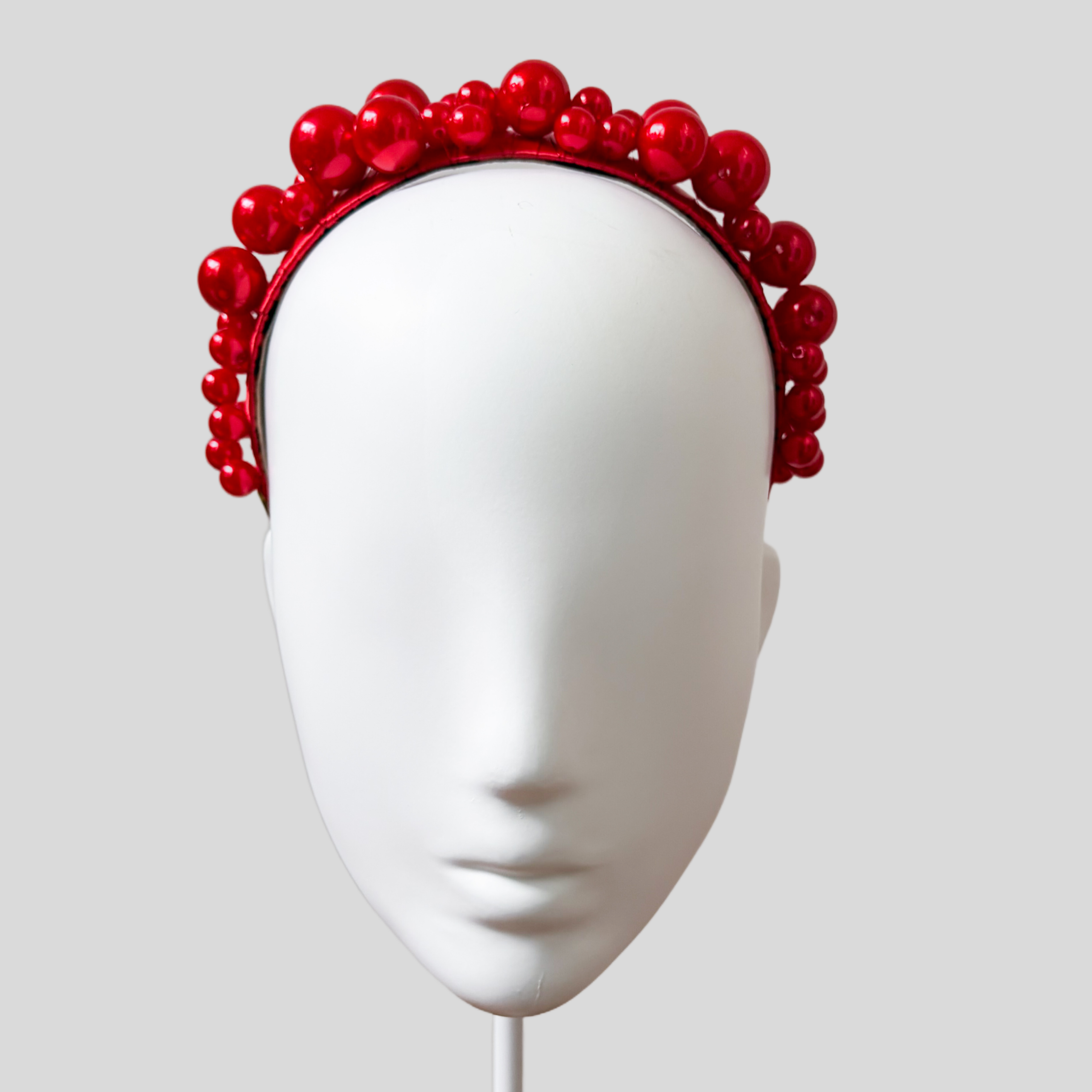Handmade Red Beaded Headpiece - Palline Rosse