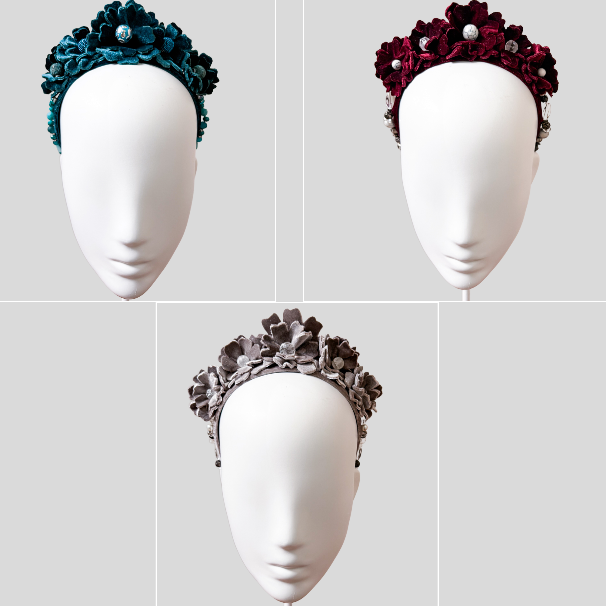 Velvet Floral Headband Fascinator - Elena (Multiple Colours Available)
