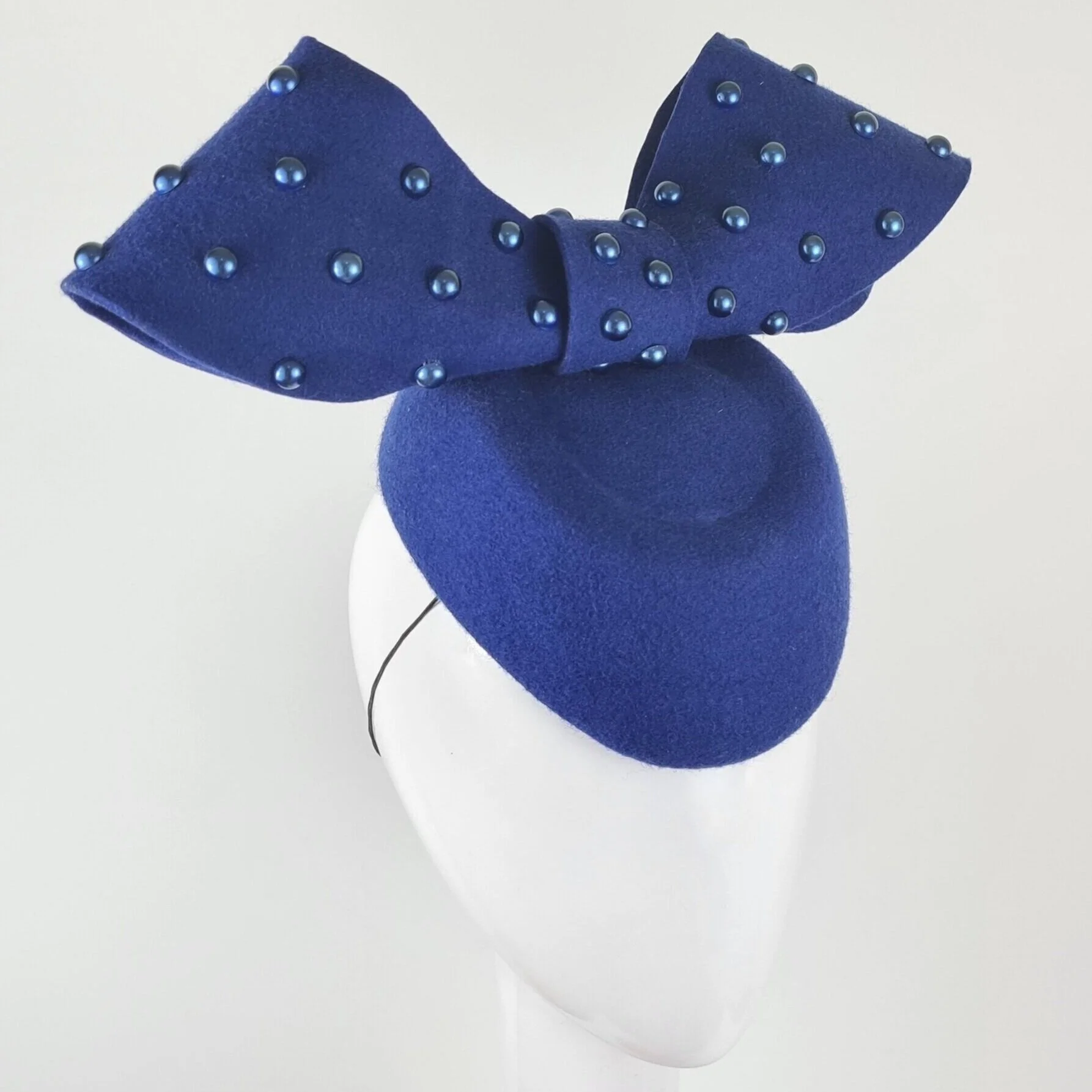 Blue Wool Felt Bow Hat - Willow