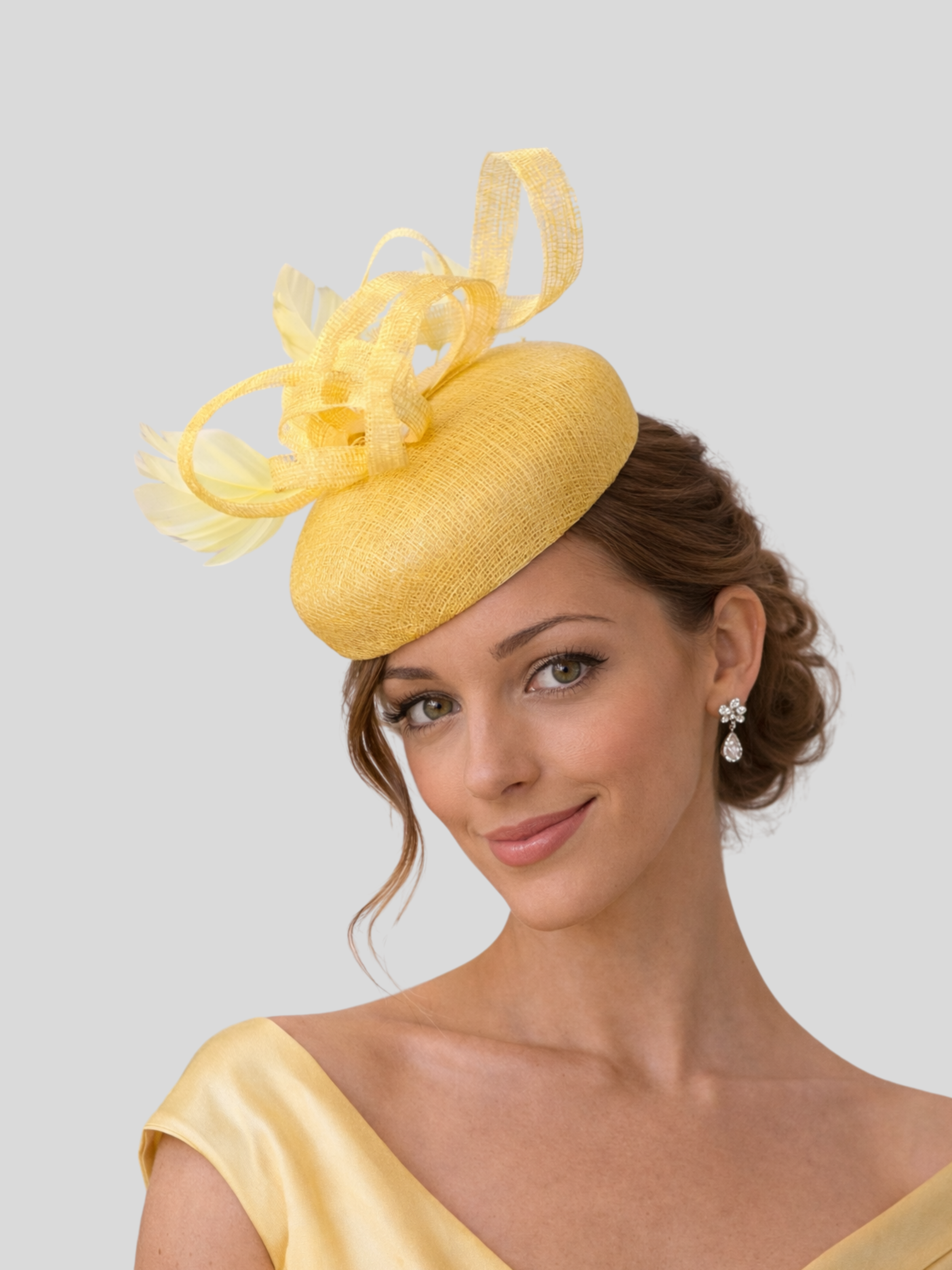 yellow-sinamay-fascinator-loops-feather-racewear-model.jpg.png