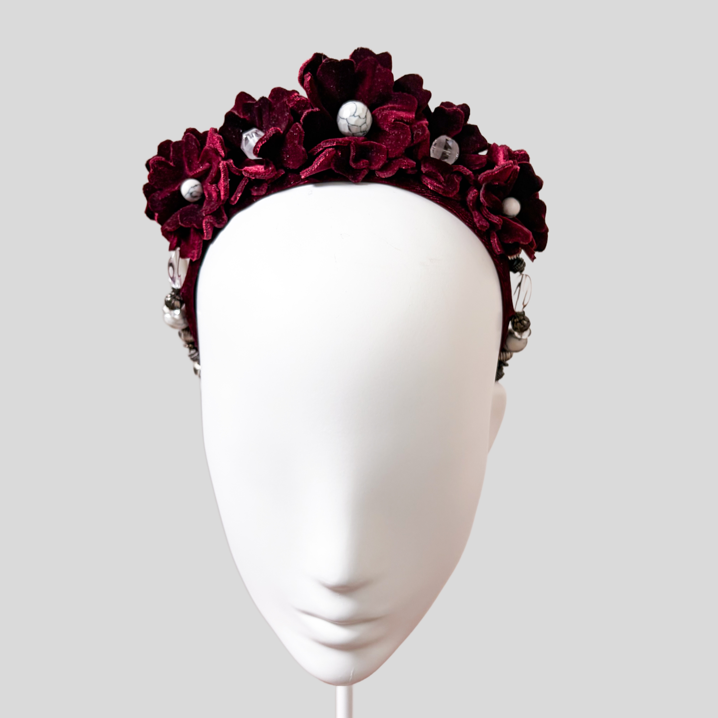 Velvet Floral Headband Fascinator - Elena (Multiple Colours Available)