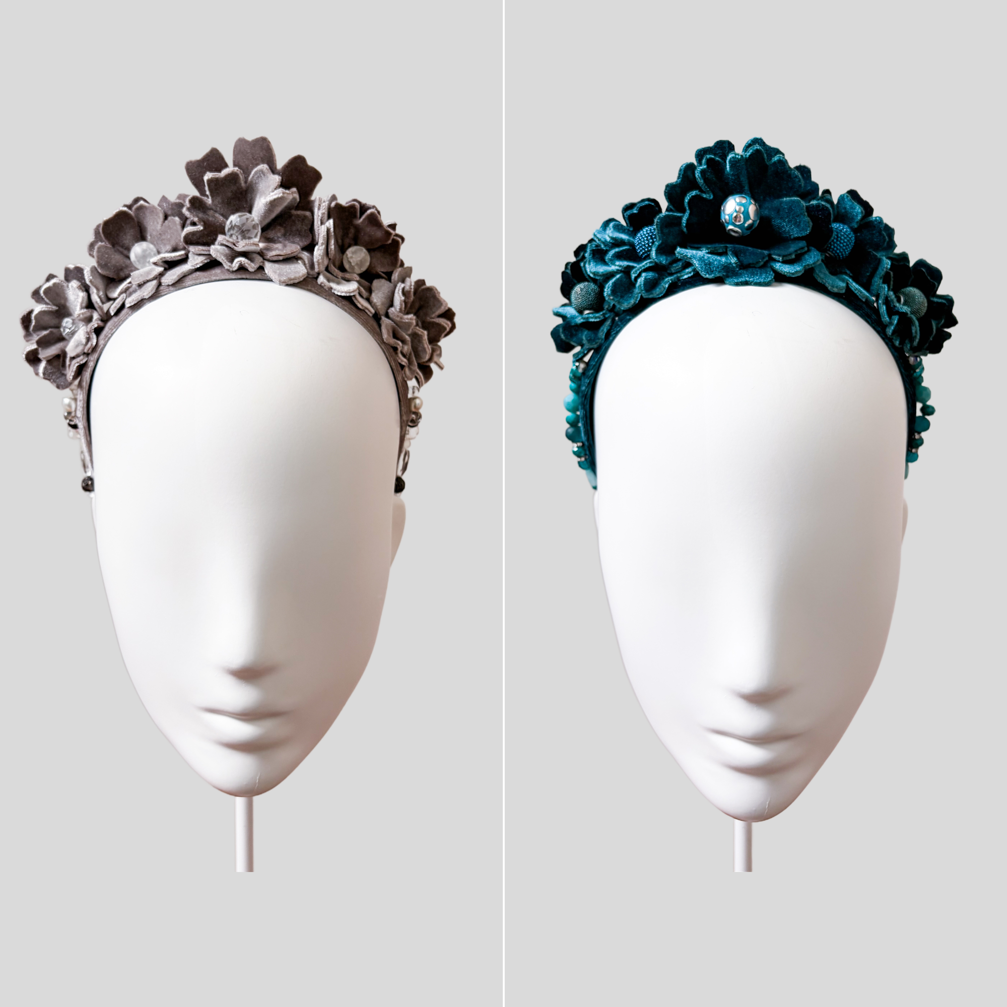 Velvet Floral Headband Fascinator - Elena (Multiple Colours Available)