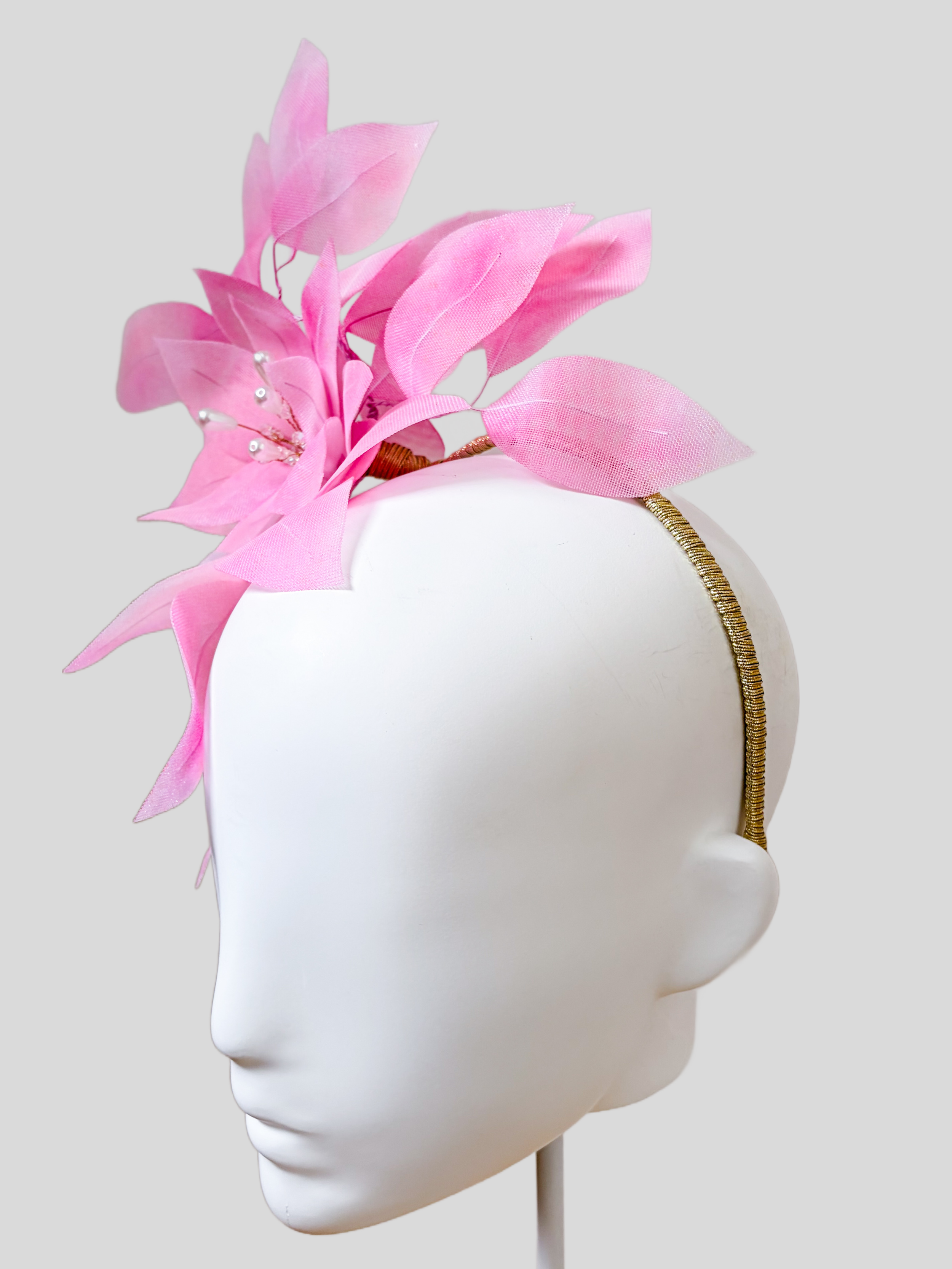 Right: Blush floral headband side view