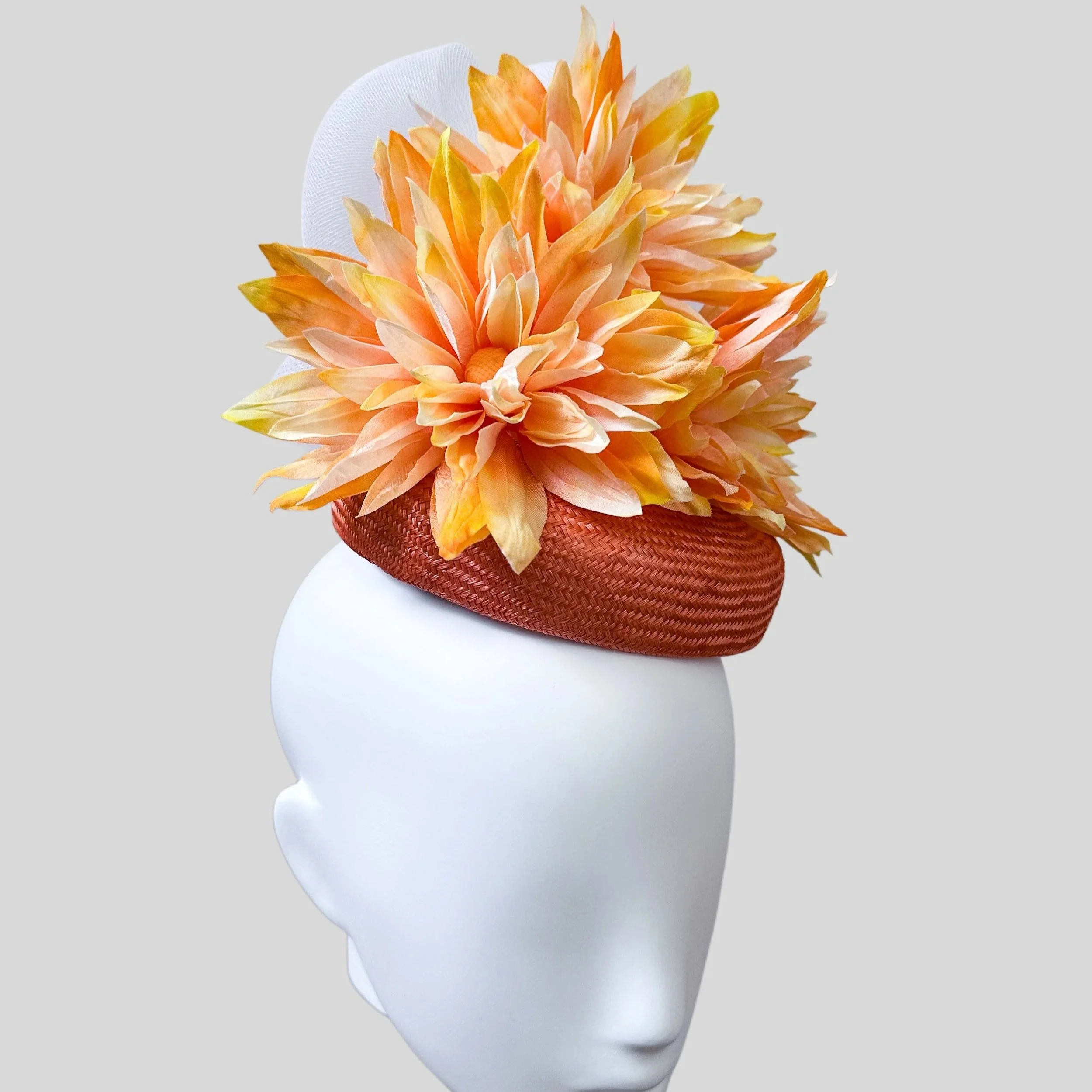 Orange Handmade Silk Dahlia Cocktail - Arancio Intenso