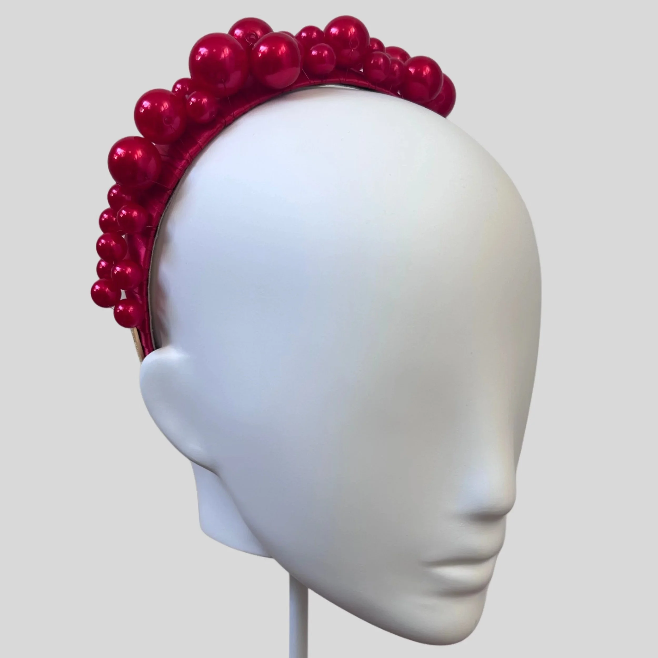 Handmade Red Beaded Headpiece - Palline Rosse