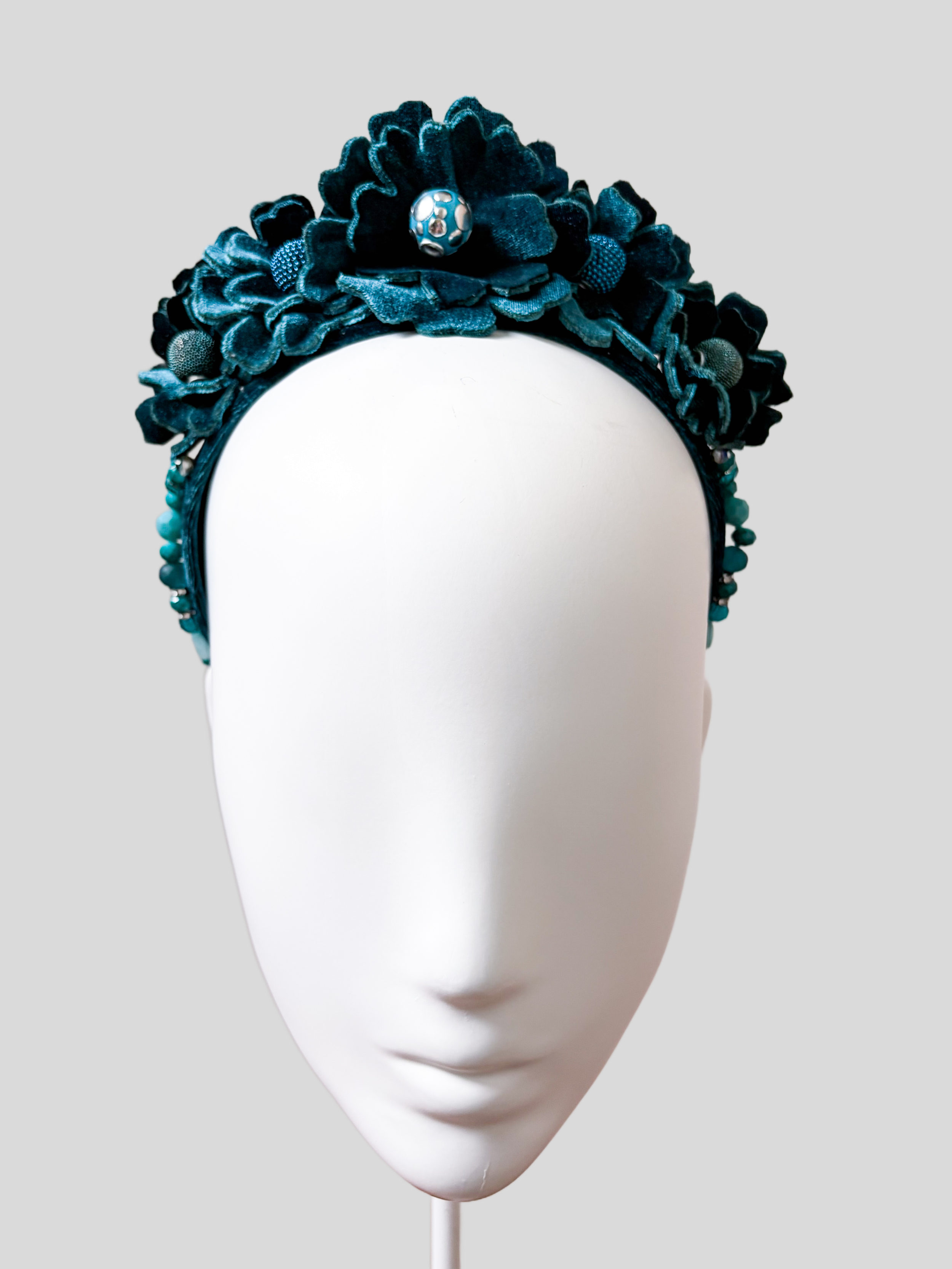teal-green-velvet-floral-headband-fascinator-elena-front view.png