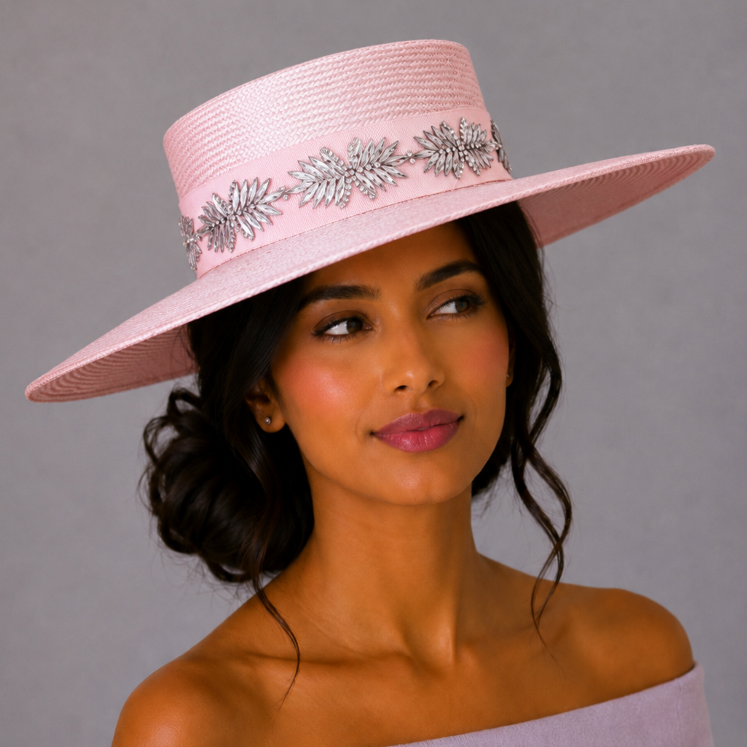 Ladies Convertible Boater (3 ways) - Blush Babe
