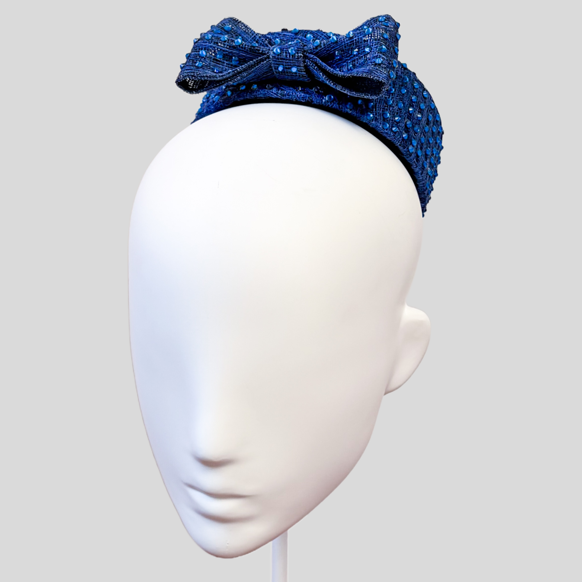 Blue Swarovski Crystal Mini Pillbox Hat - Azul Cristalino