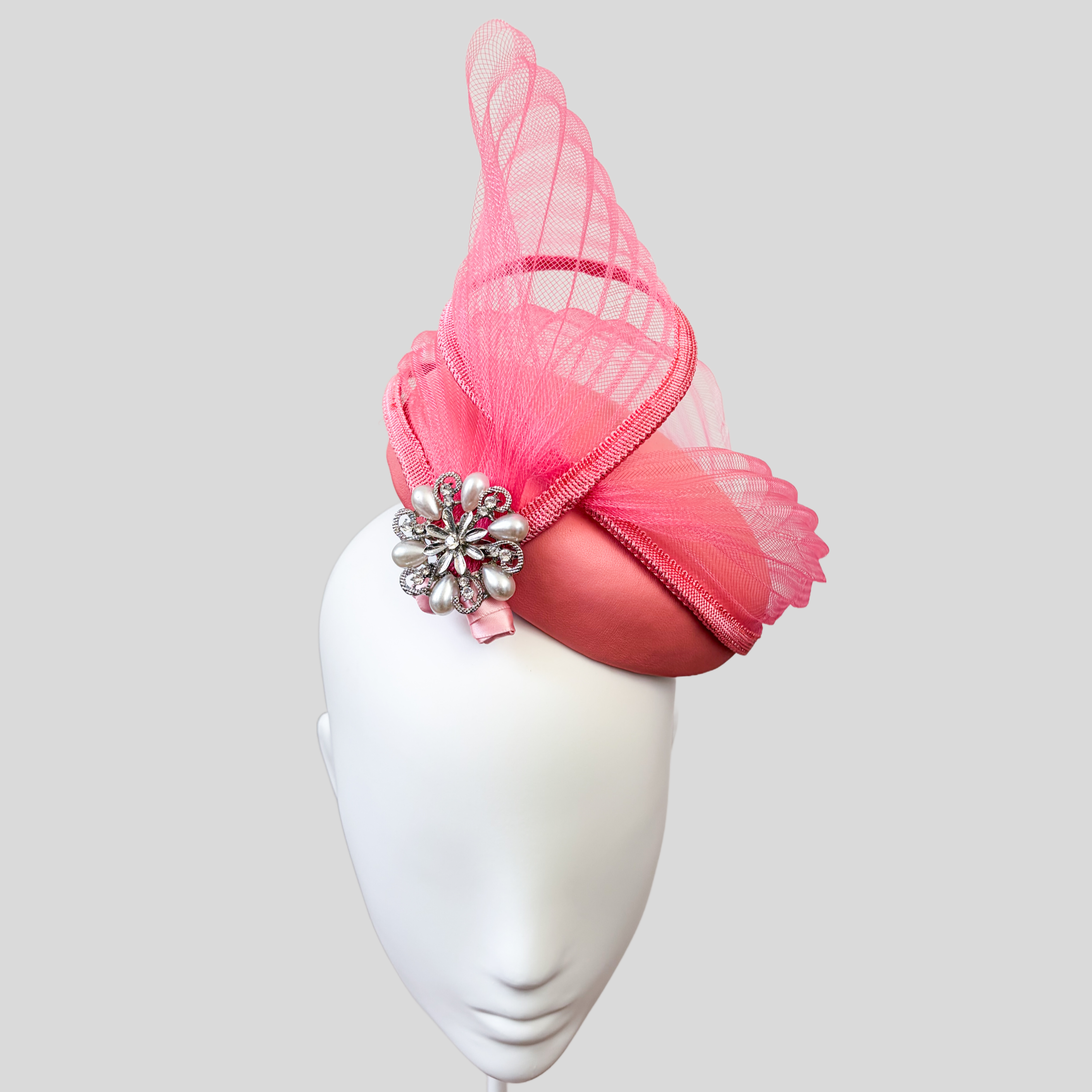 Pink Leather Cocktail Hat - Vittoria