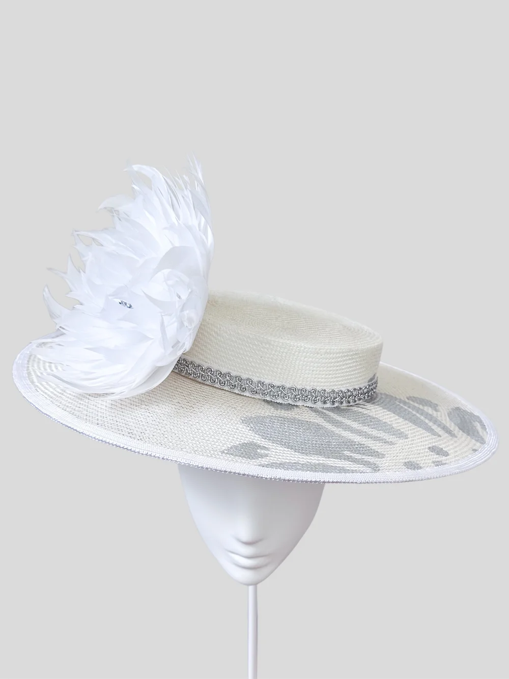 Blancura Ivory White Parisisal Boater Hat | Handmade  display picture 1