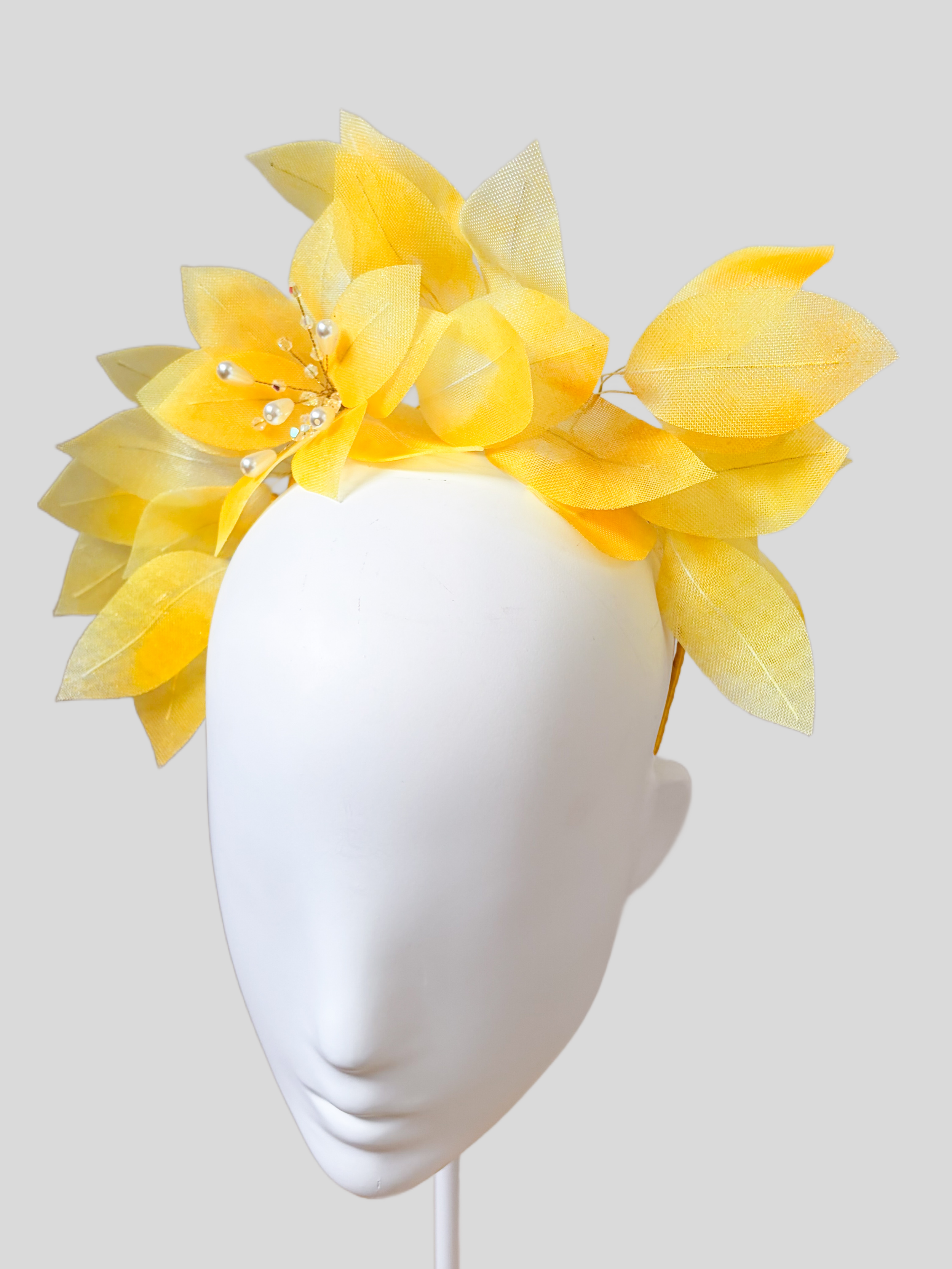 Right: Marigold floral headband side view