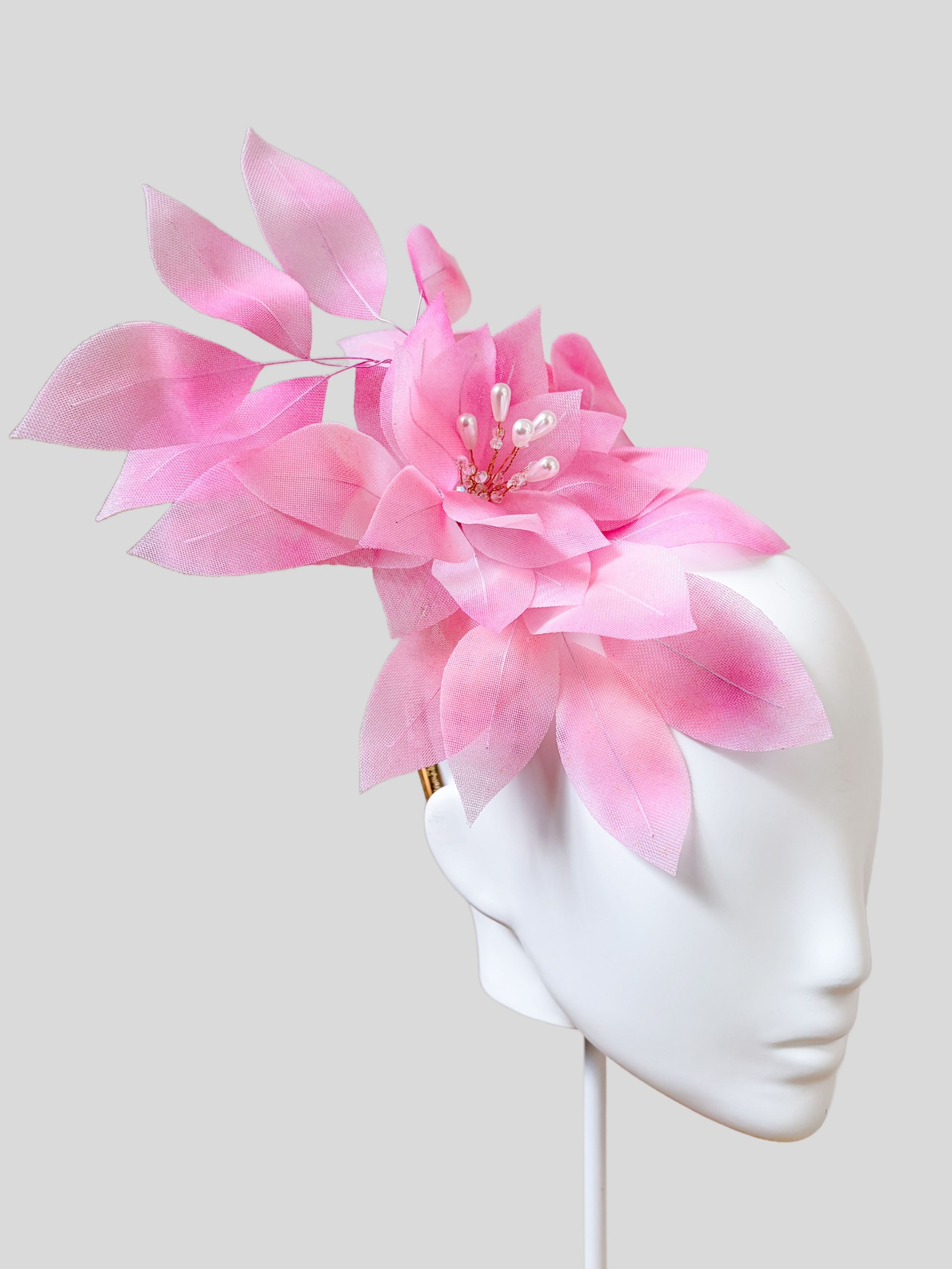 Left: Blush floral headband side view