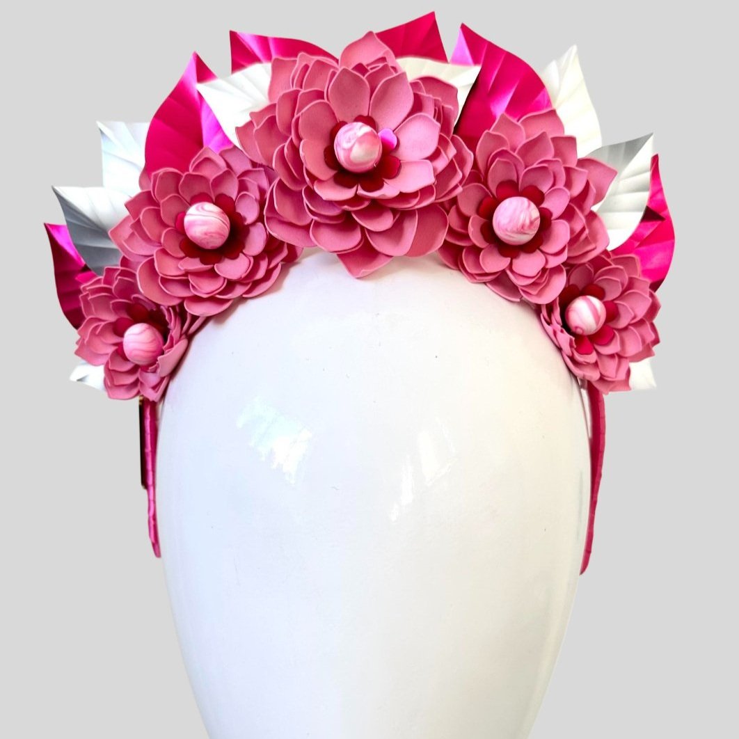 Metallic Pink Flower Headband Fascinator - Eliza