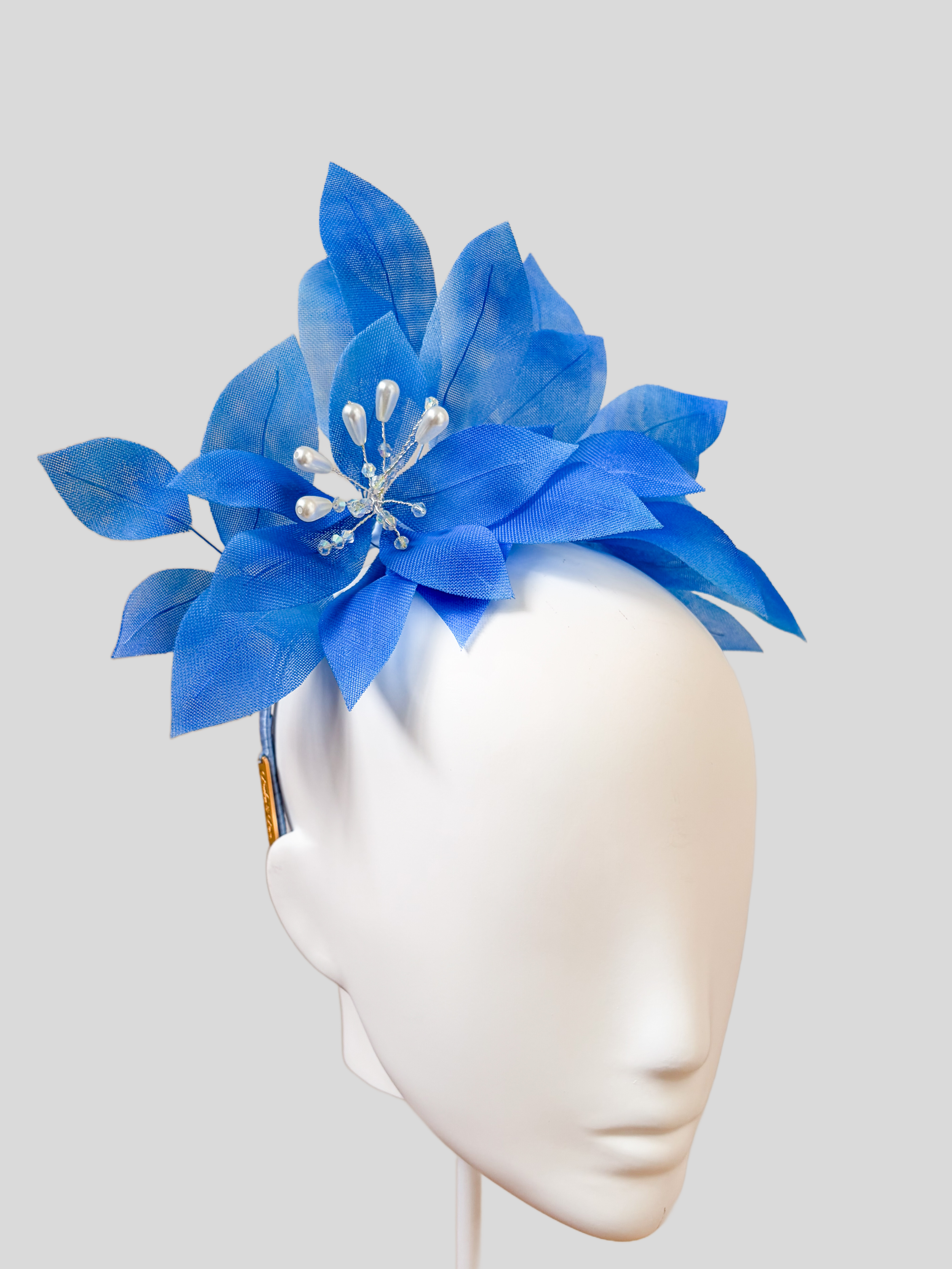 Left: Azure floral headband side view
