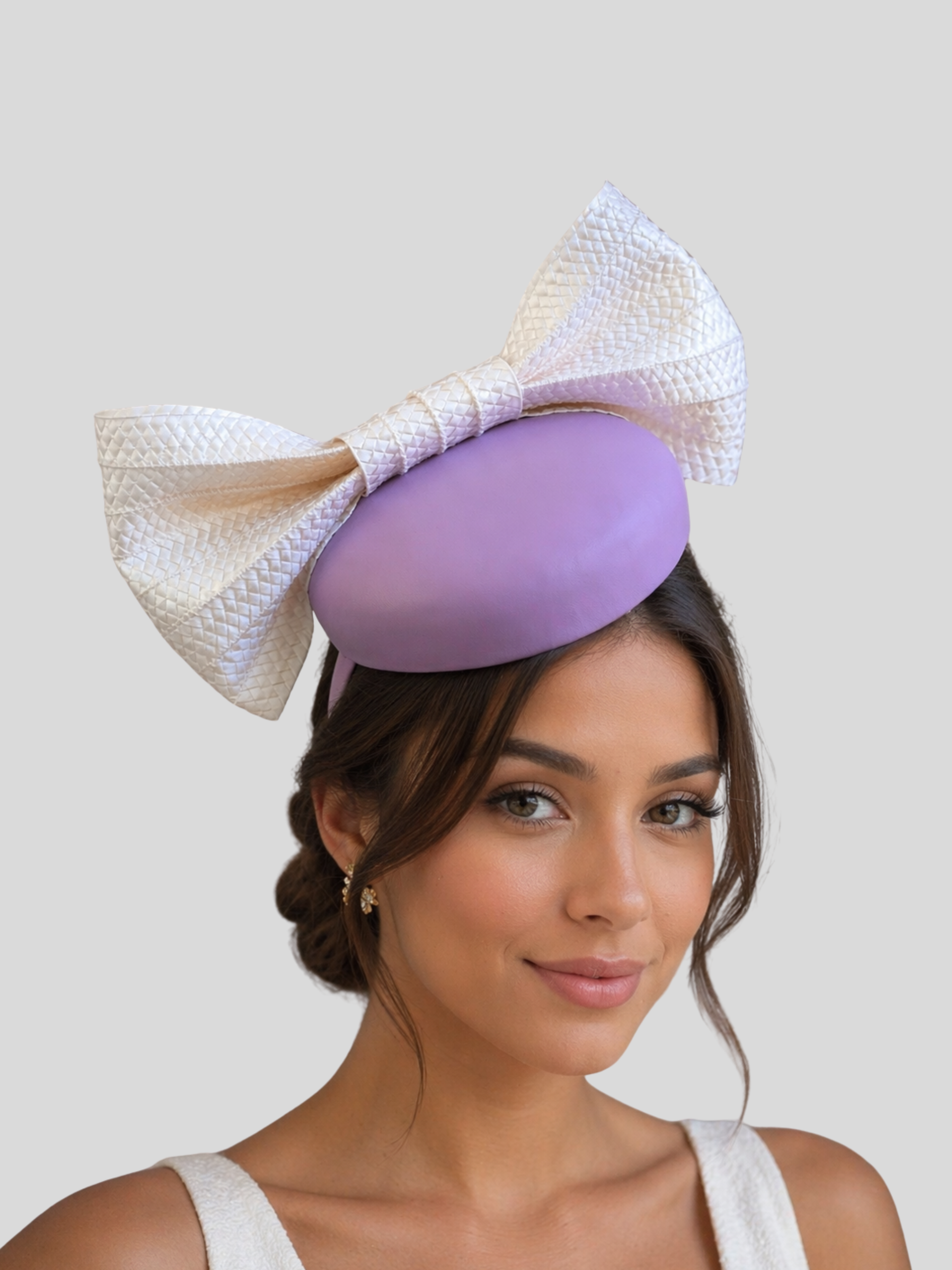 lilac-pillbox-fascinator-white-bow-racewear-headpiece-front-model.jpg.png