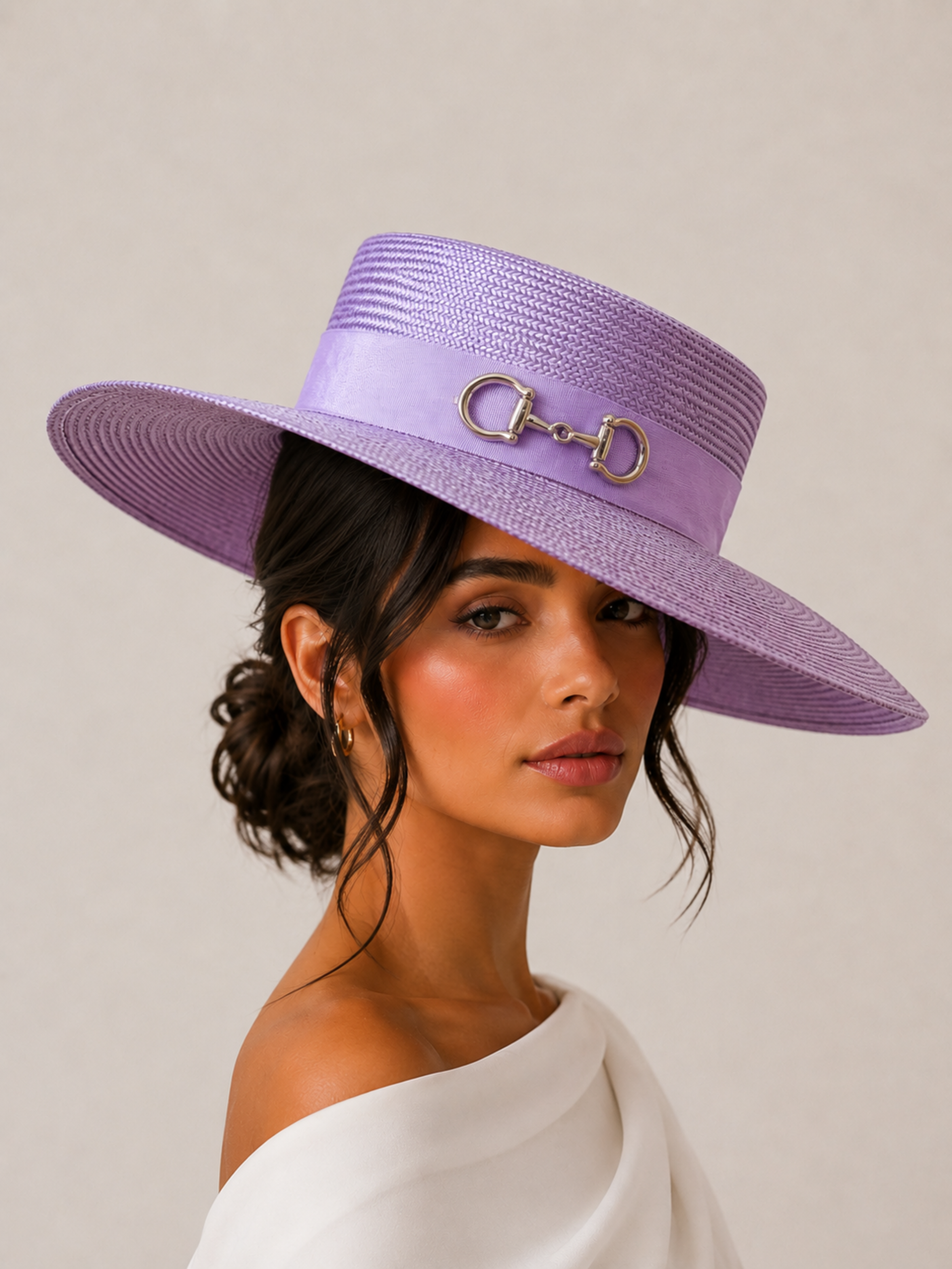 Structured Wide Brim Boater with Silver Detail Model.png