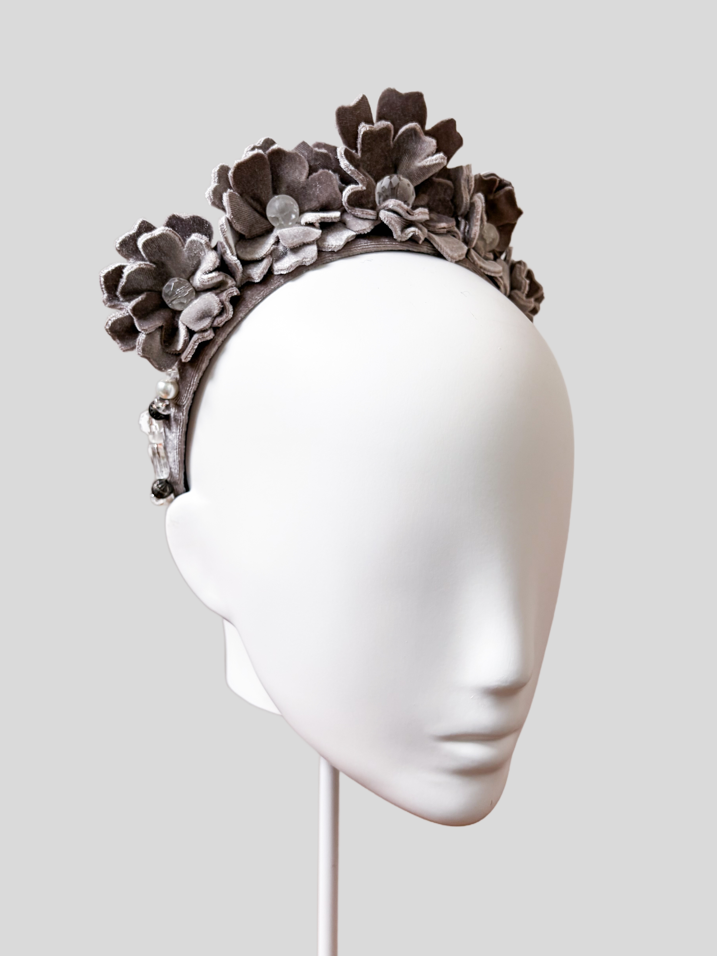grey-velvet-floral-headband-fascinator-elena-left-view.png