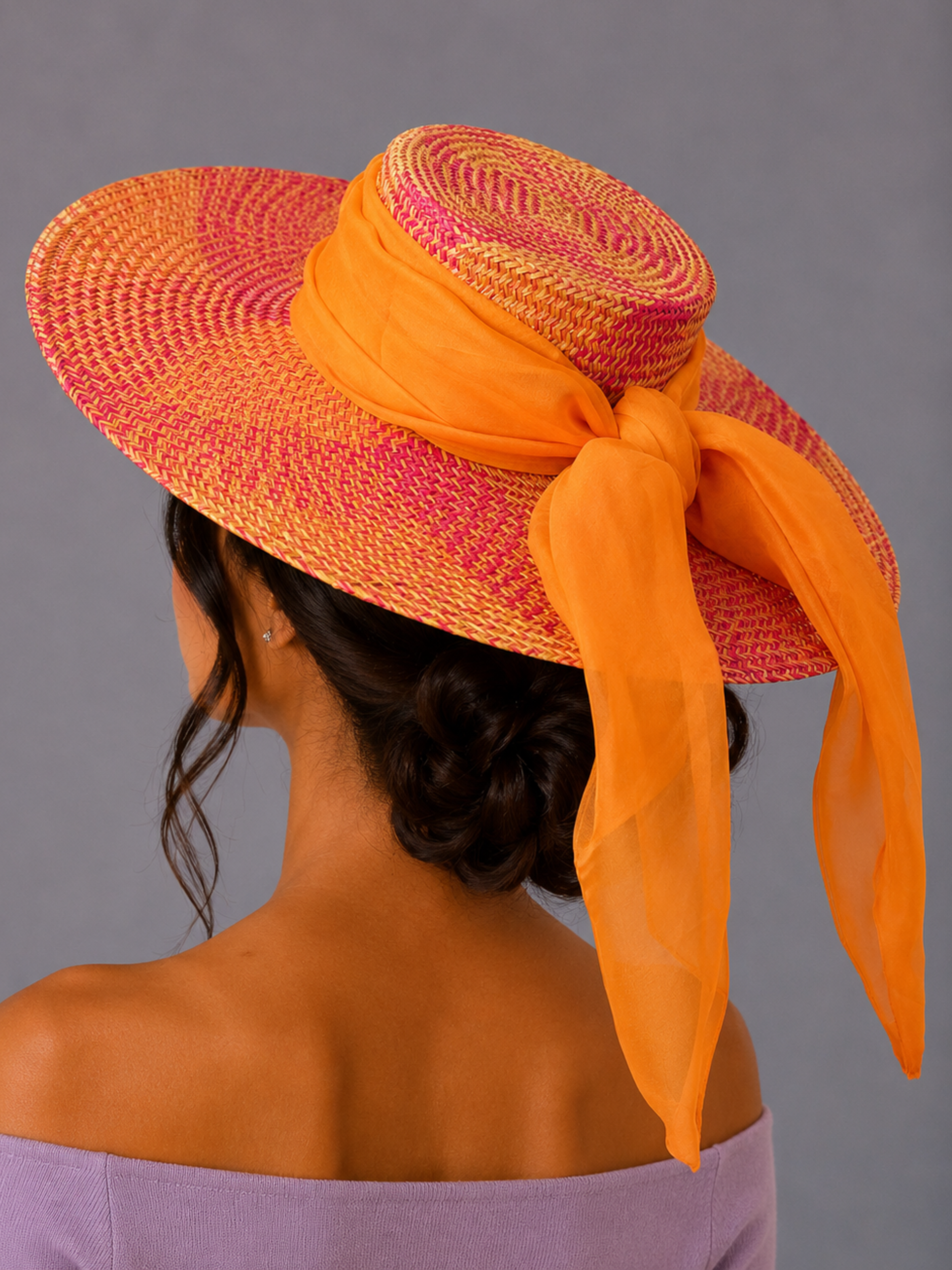 Mini Boater Hat  Sunset Sorbet Model.png