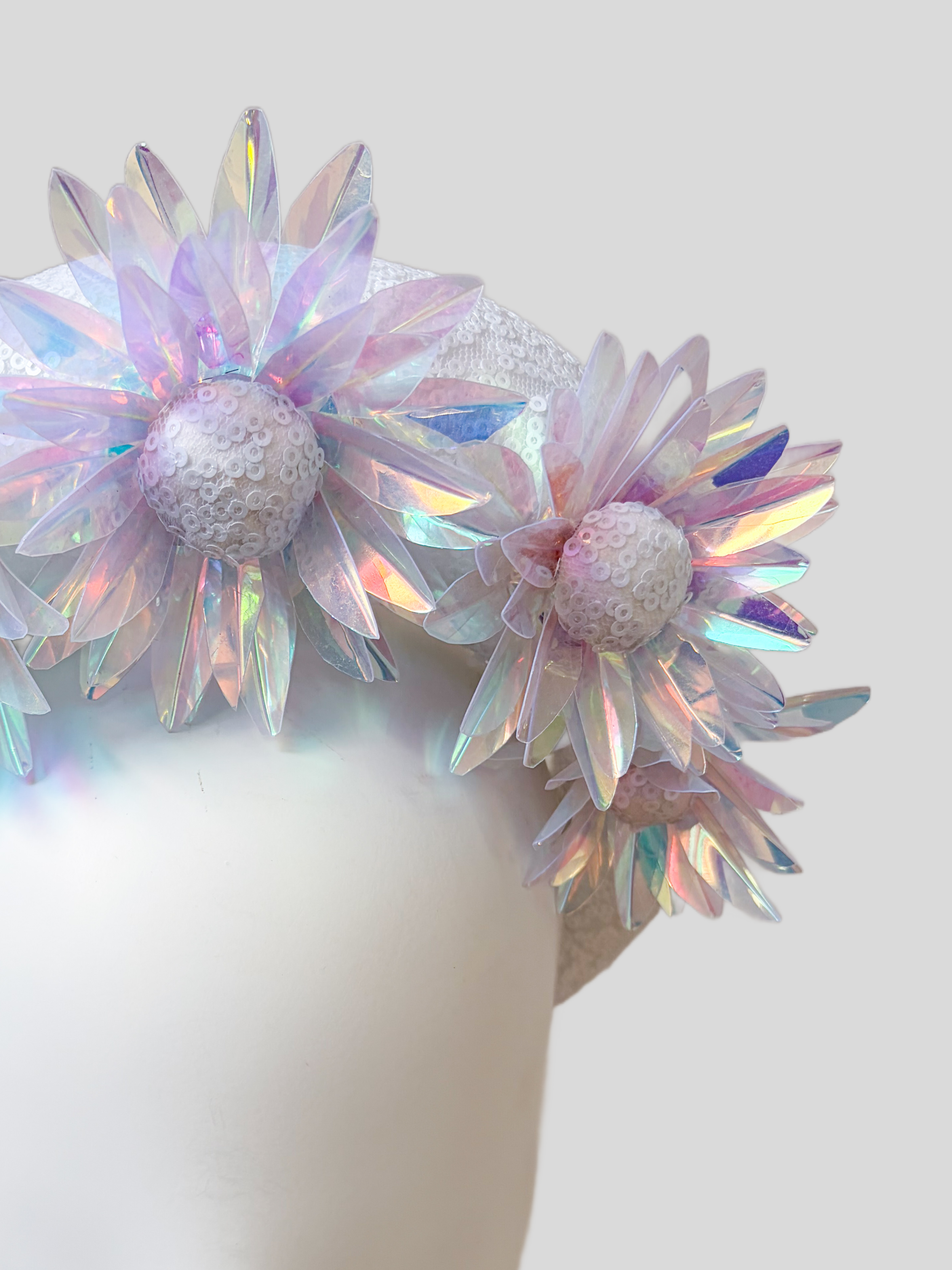 Close Up: LUMINA iridescent floral headpiece detail