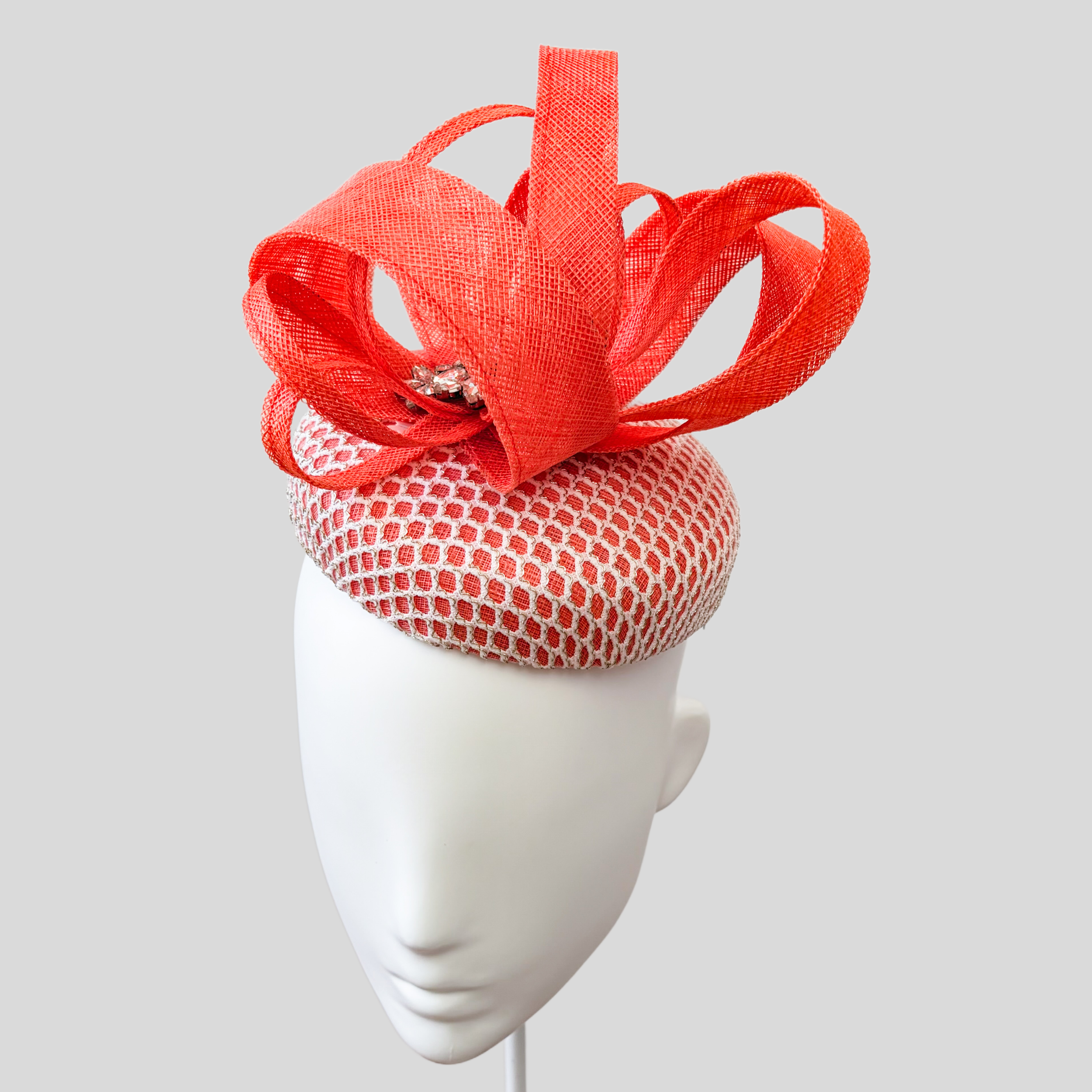 Mandarin Orange Cocktail Hat with Lace Overlay | Seville Glow