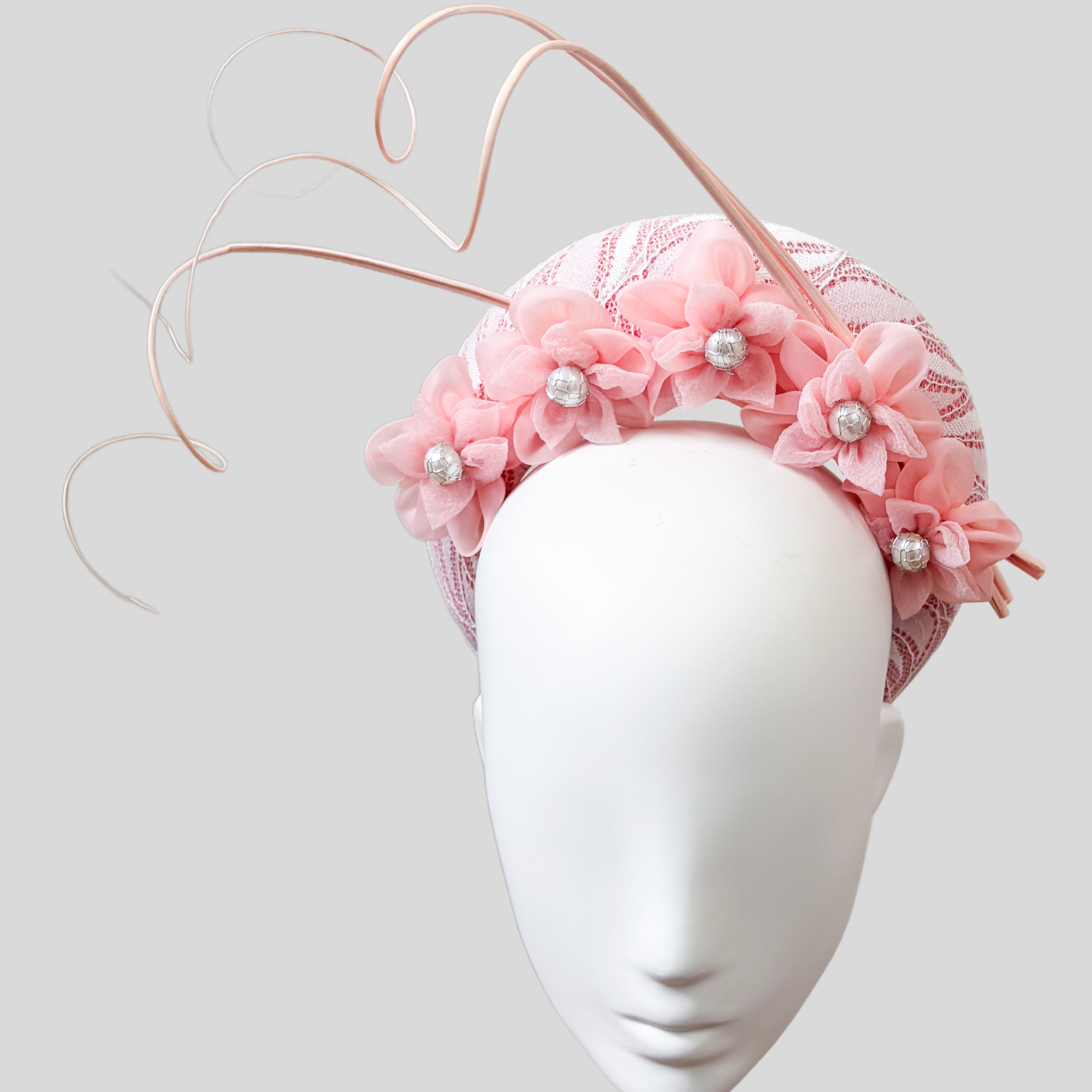 Pink & White Wide Blocked Headband Fascinator - Lisette