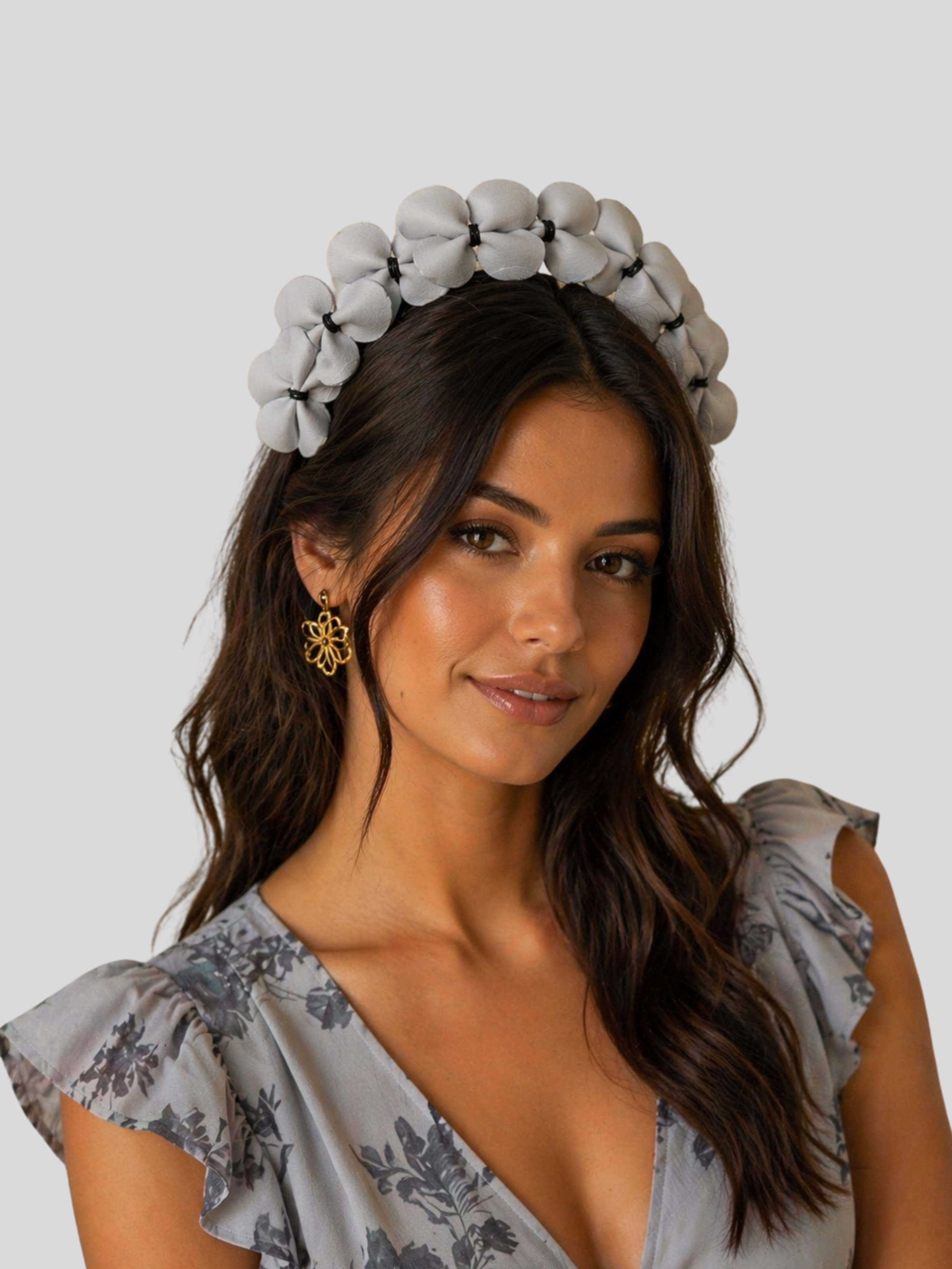 grey-black-floral-headband-crown-headpiece-model-shot-racewear.png
