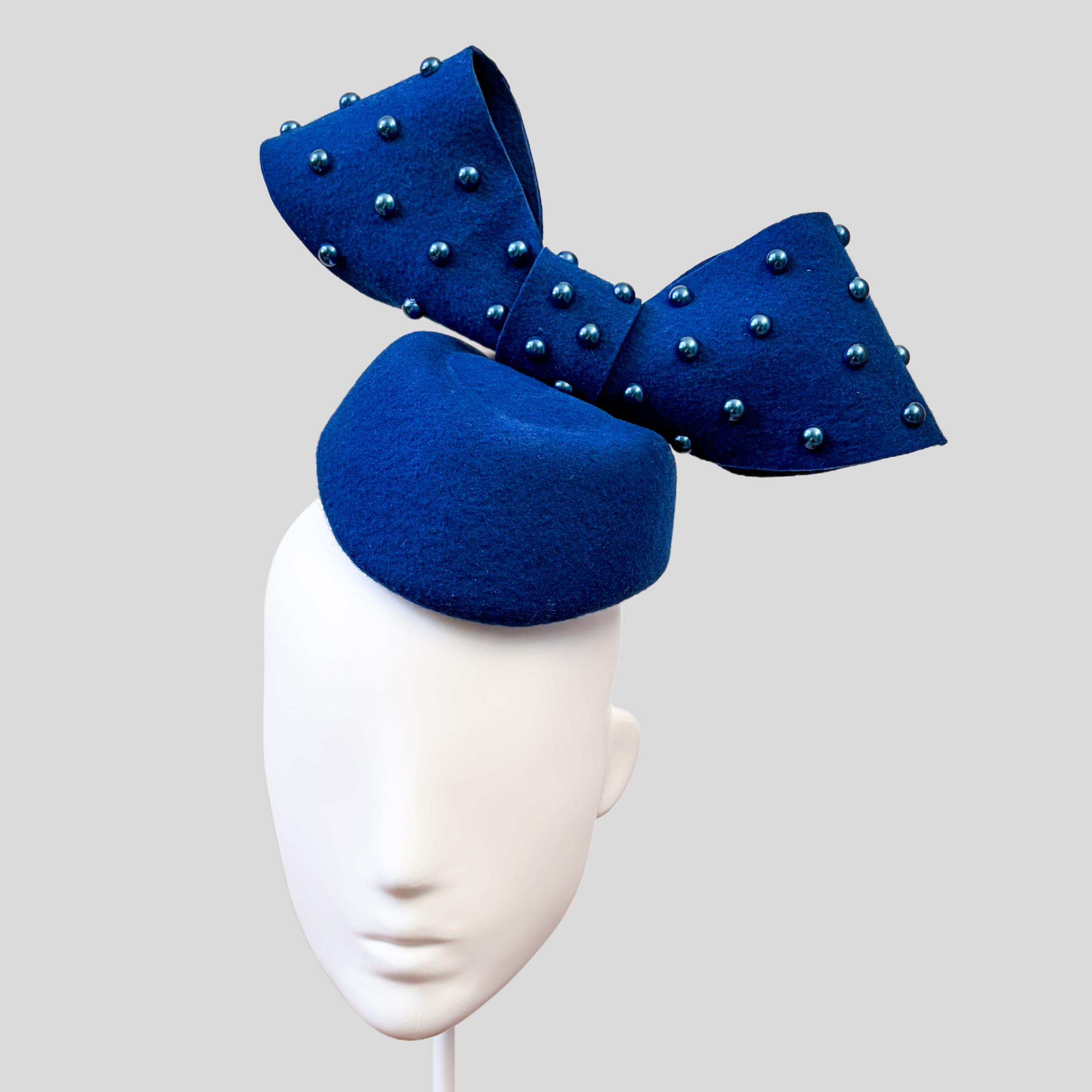Blue Wool Felt Bow Hat - Willow