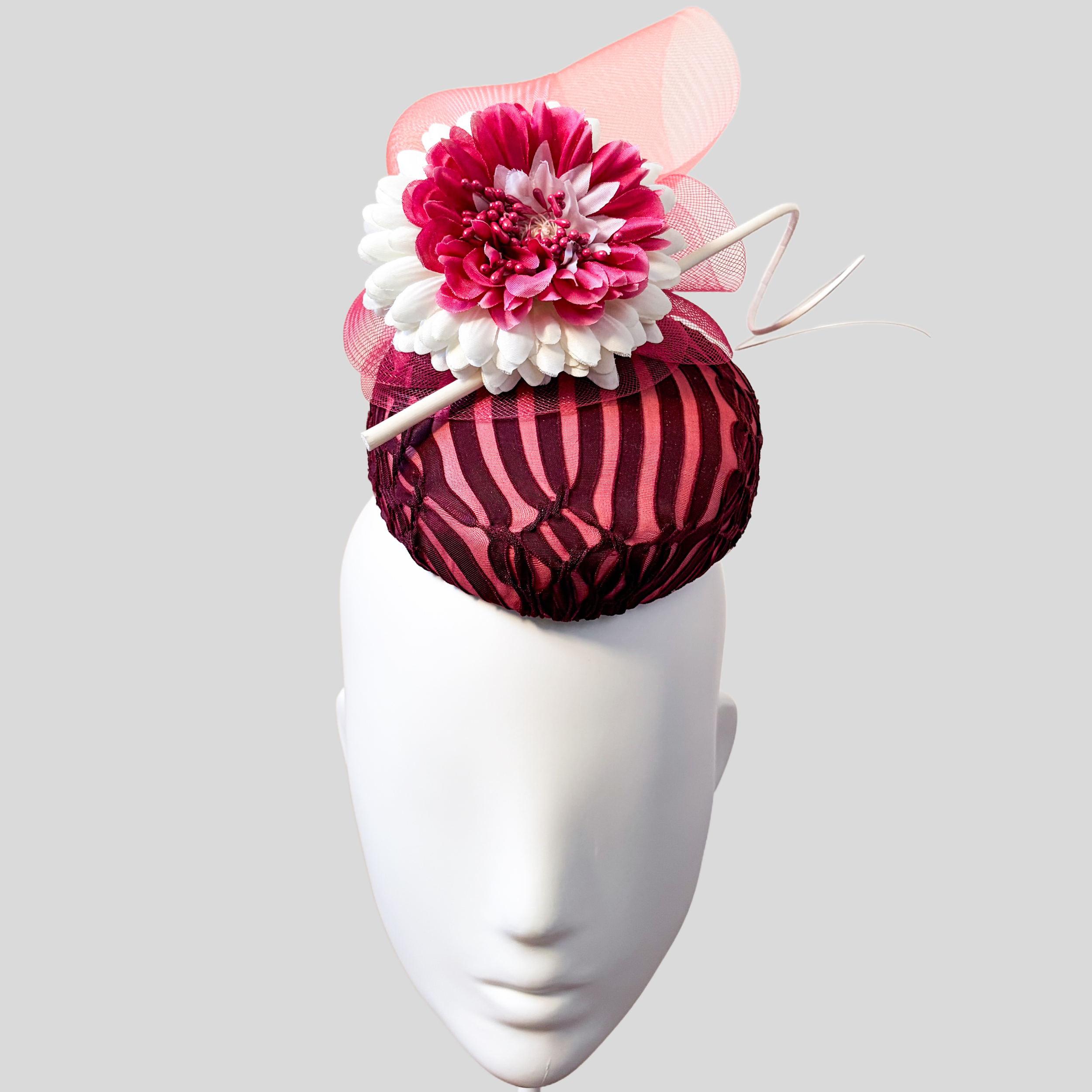 Pink, Purple & White Textured Floral Mini Hat - Sophie