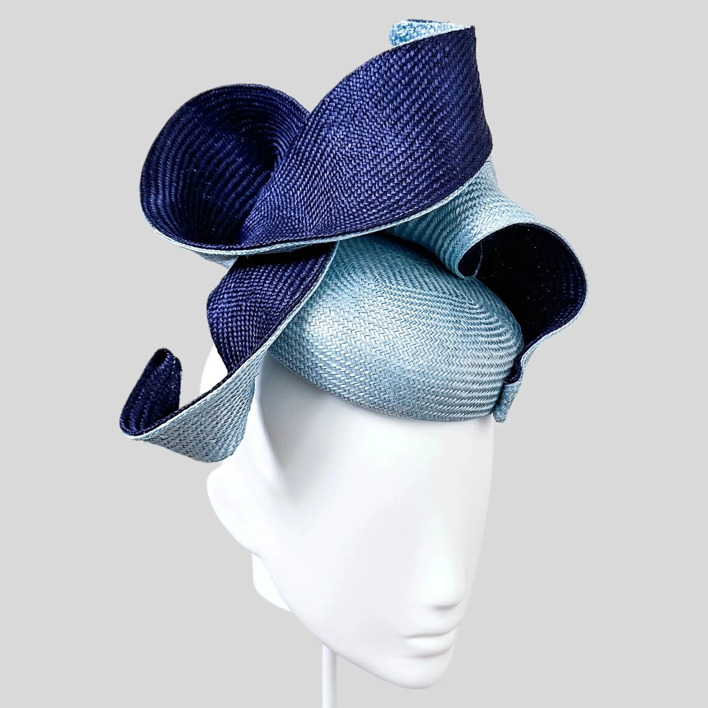 Baby Blue Cocktail Hat with Blue Detail - Blu Profondo