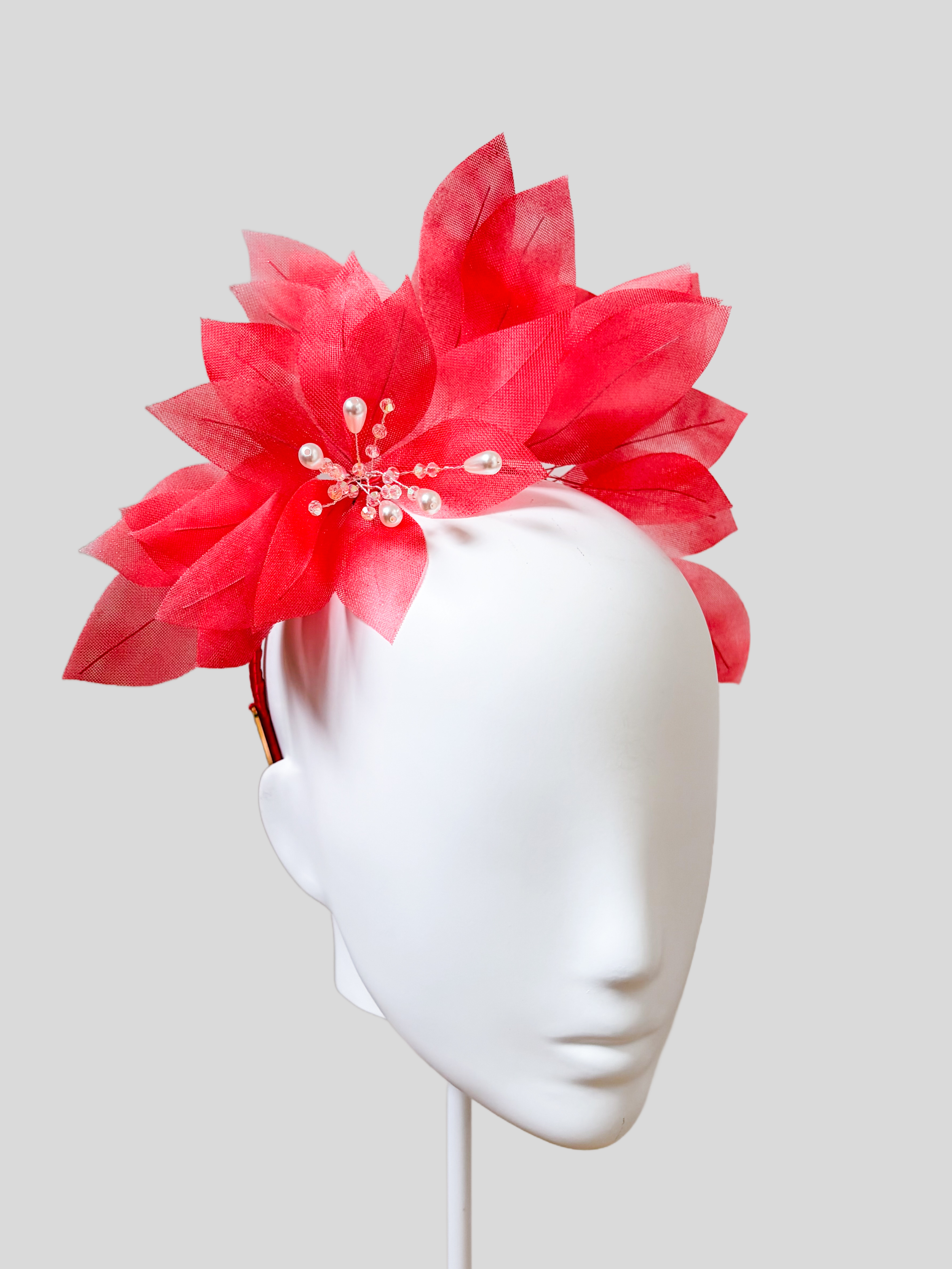 Left: Ruby floral headband side view
