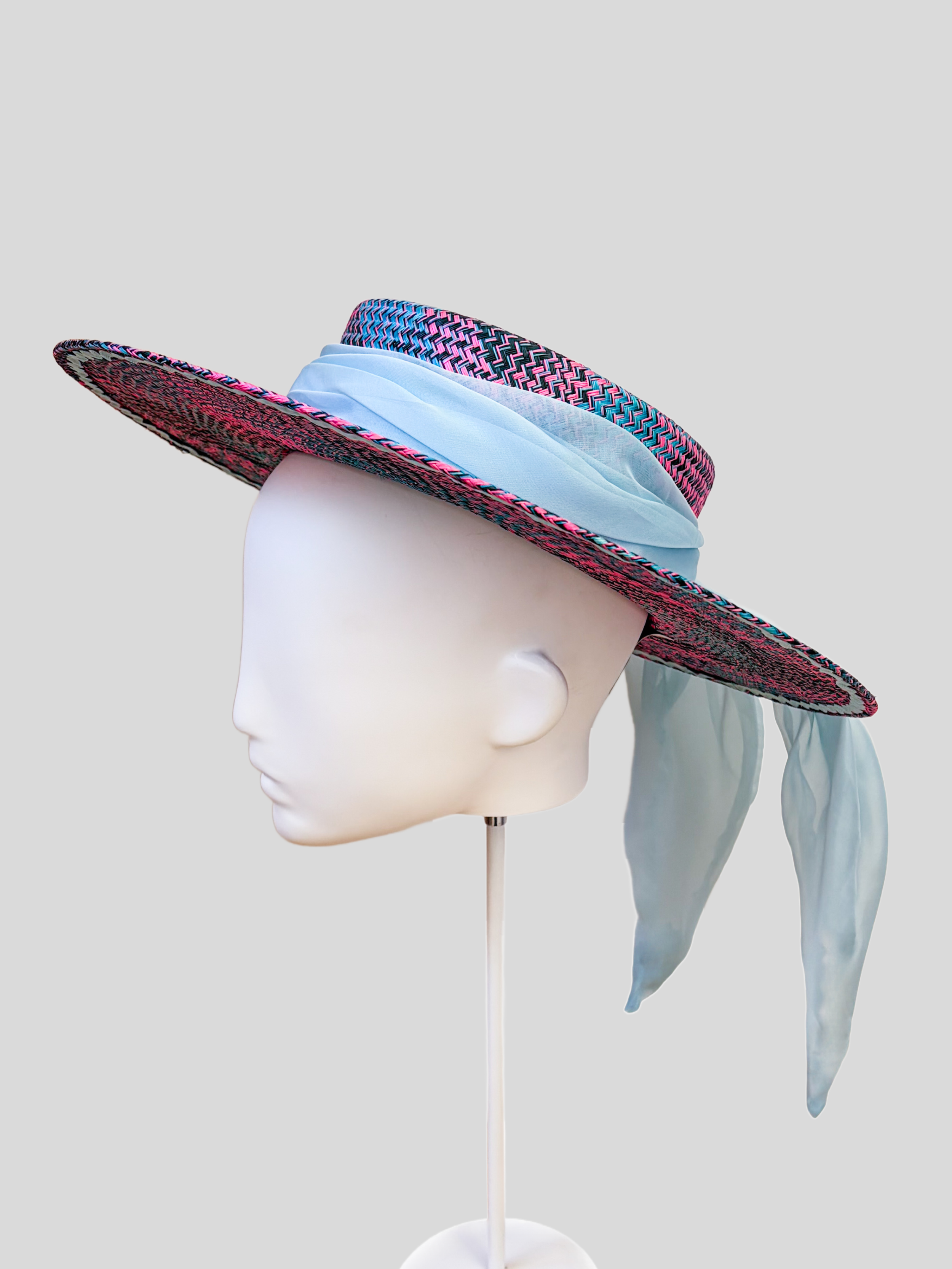 Solara Capri woven boater hat shown from the right side.