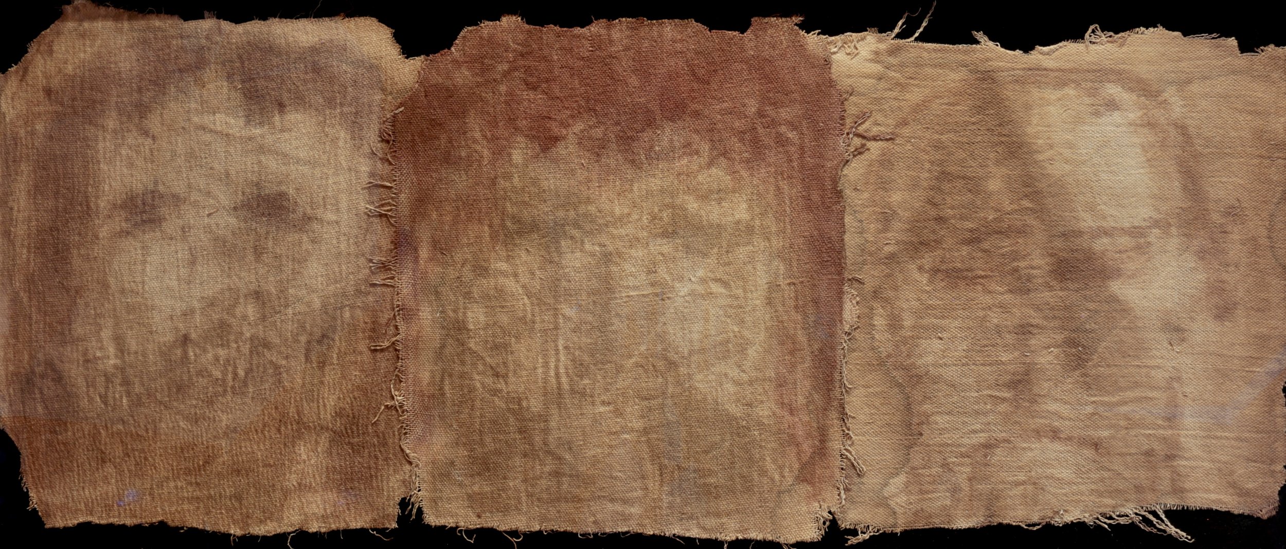 "Ascending Golgotha" (Three pieces each 10x12) -oil stain on cloth-