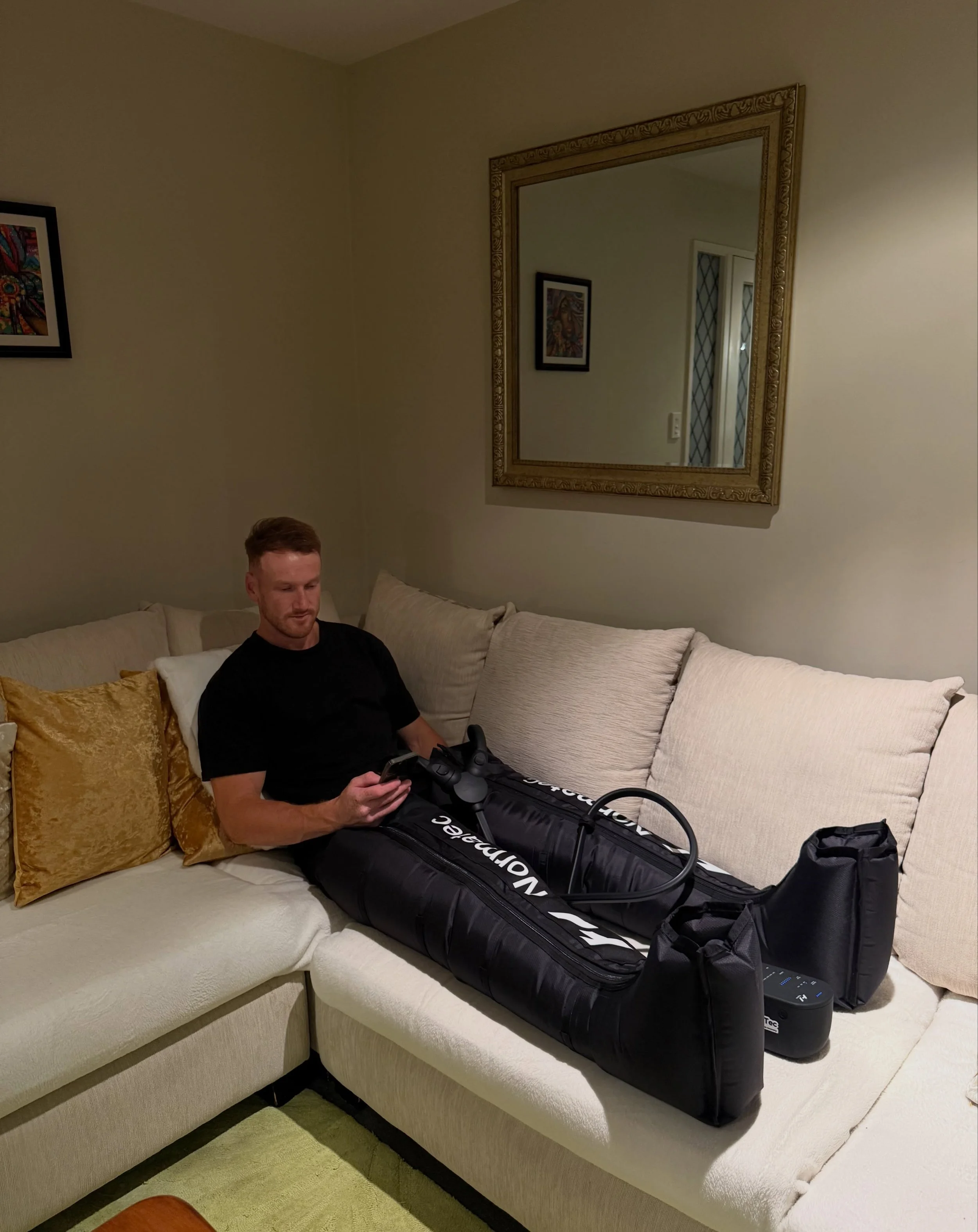 Your legs did the hard work. Now give them the recovery they deserve.

Normatec Compression Boots use sequential pneumatic compression &mdash; meaning they pulse from the foot upward, mimicking the body&rsquo;s natural lymphatic drainage. The result?