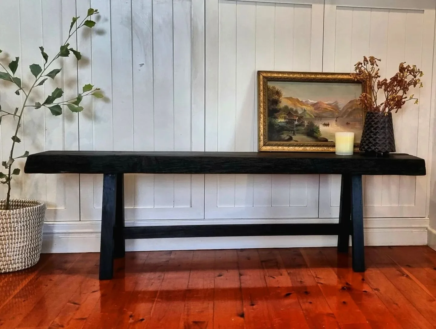 Newly finished burnt New Guinea rosewood bench. Blackened with fire and finished with hand filed brass tenons. 

1600mm long x 350mm deep x 500 tall

#australiantimber #furniture #handcrafted #australianmade #furnituremaker #design #furnituredesign #