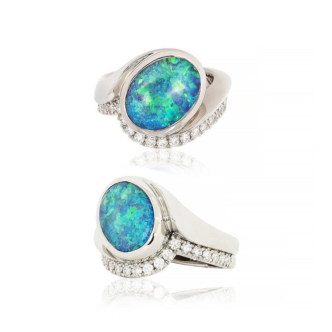 Opal &amp; Diamond Ring
Diamonds: .46ctw - VS1 - D/E
14kt White Gold
$8,500

Big Island Jewelers
Fine Jewelry - Made by Hand
#madeinhawaii