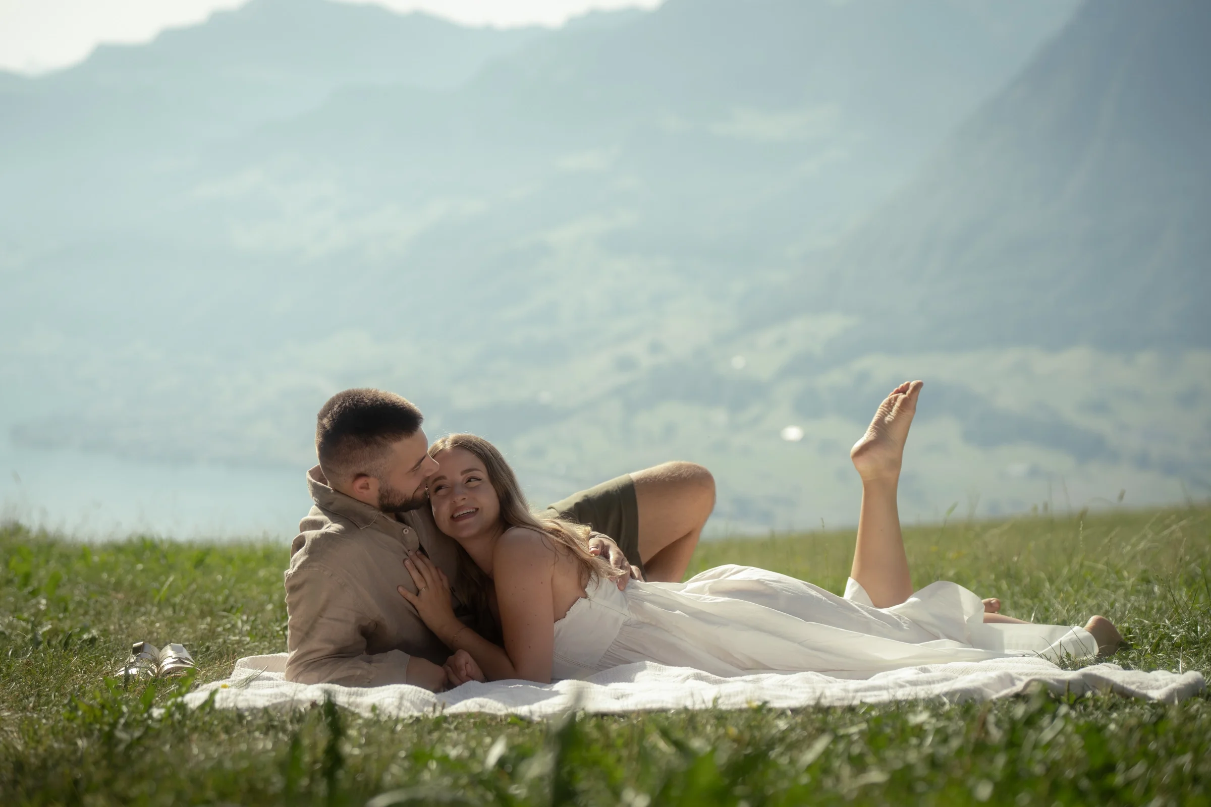 couple photoshoot at lake lucerne switzerland